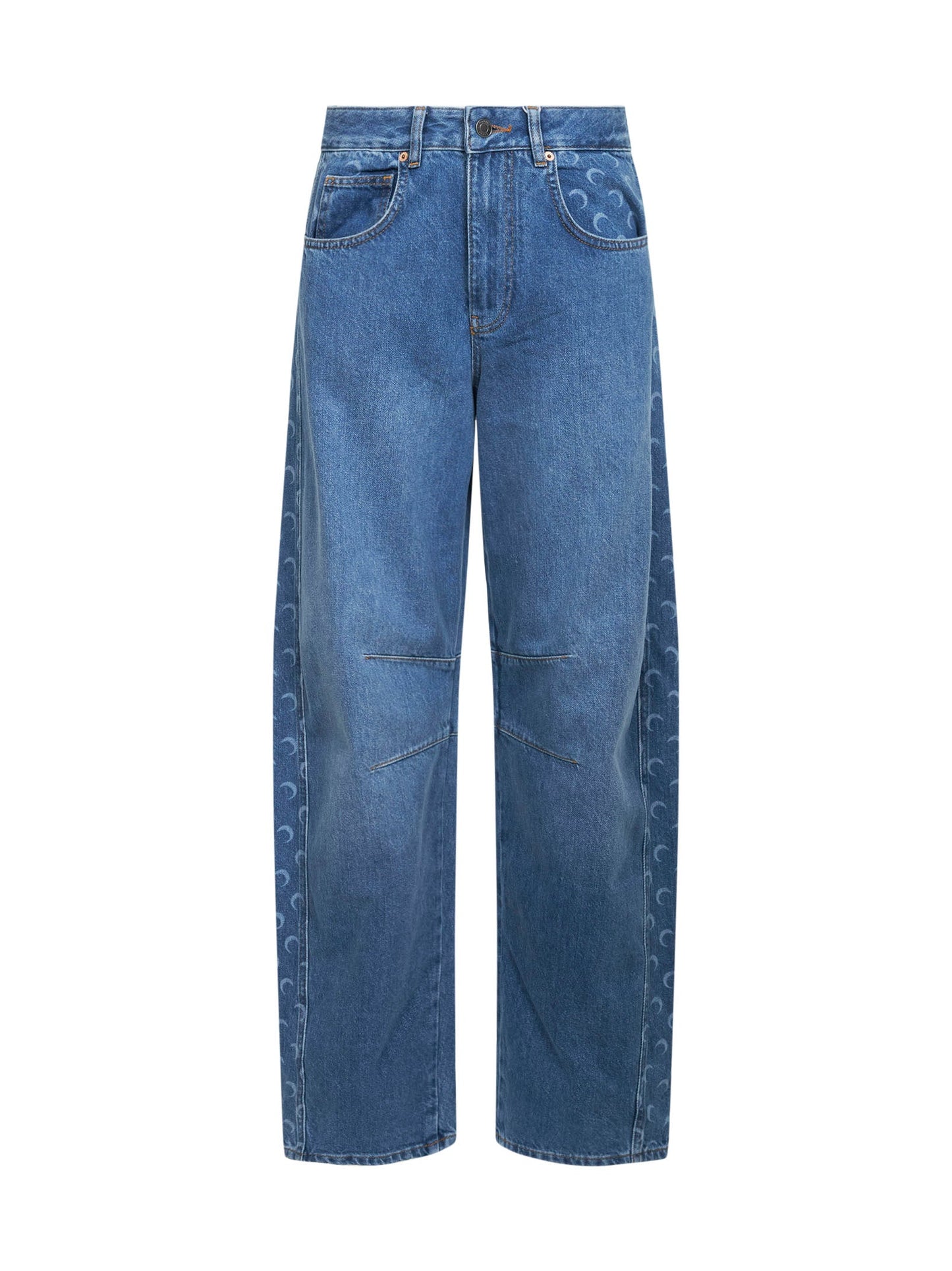 Marine Serre Women Light Blue Denim Moon Laser Baggy Jeans MARINE SERRE