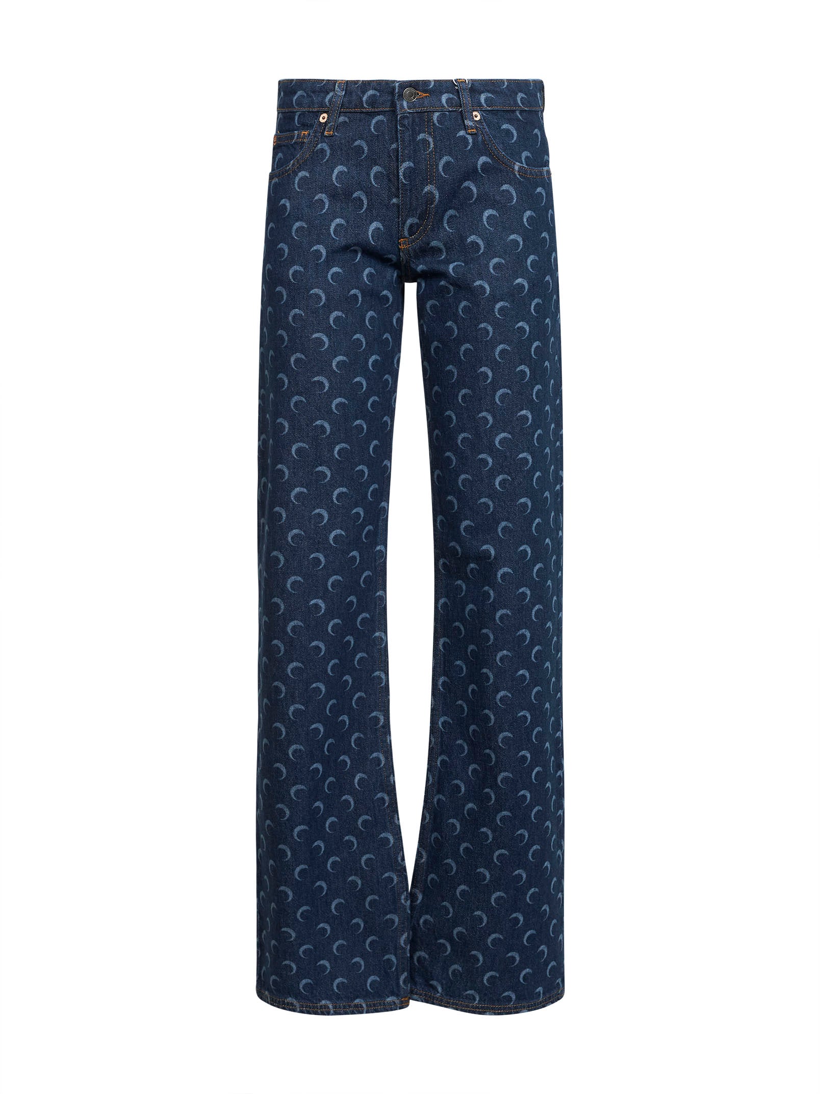 Marine Serre Women Midnight Blue Denim Moon Bootcut Jeans MARINE SERRE