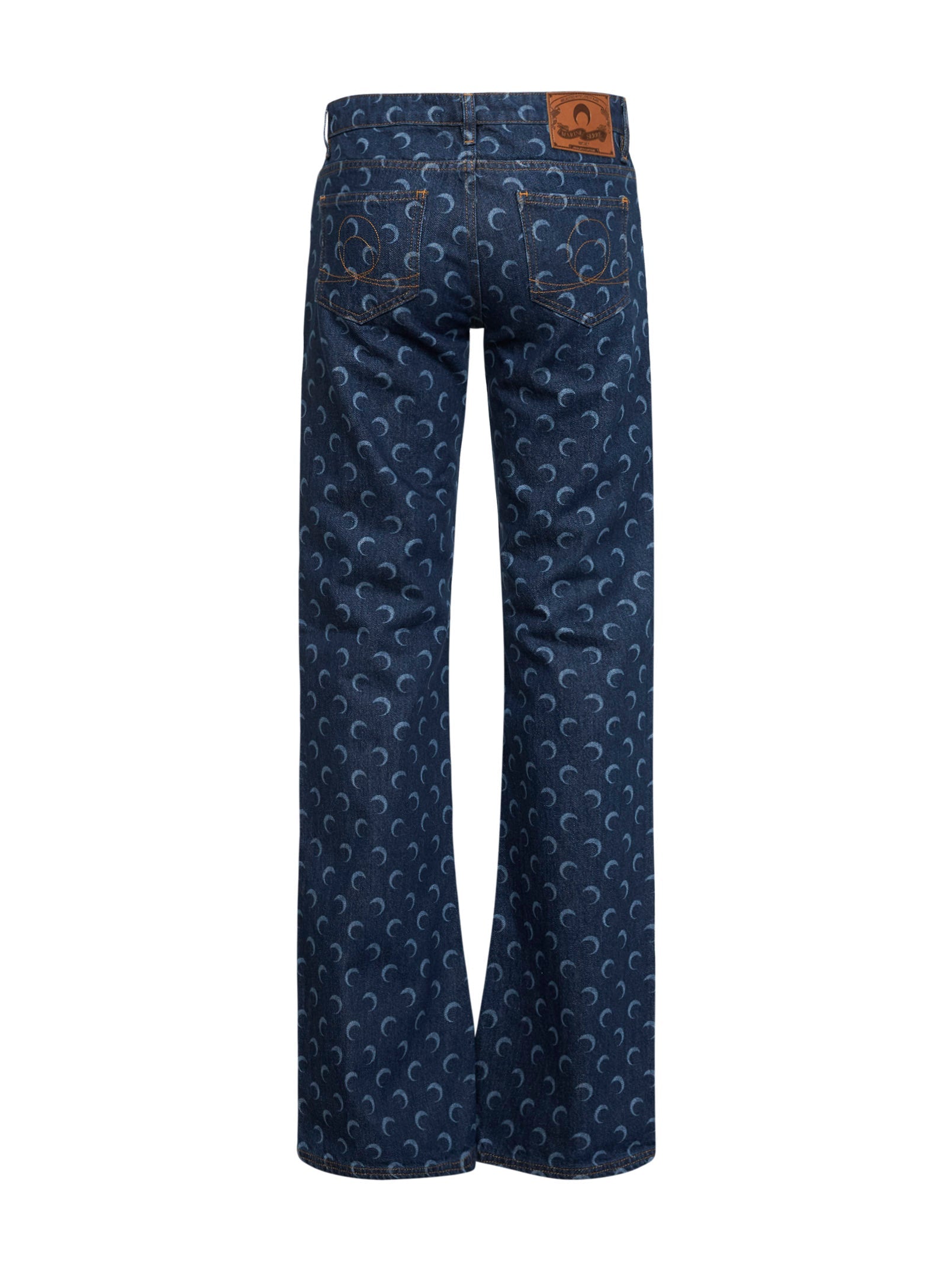 Marine Serre Women Midnight Blue Denim Moon Bootcut Jeans MARINE SERRE