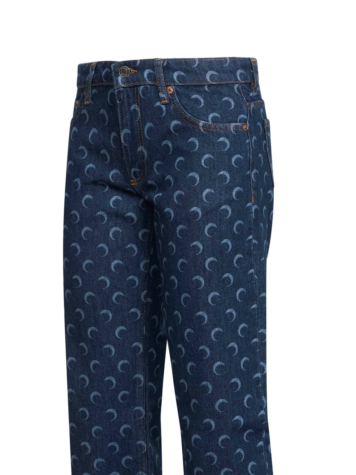 Marine Serre Women Midnight Blue Denim Moon Bootcut Jeans MARINE SERRE