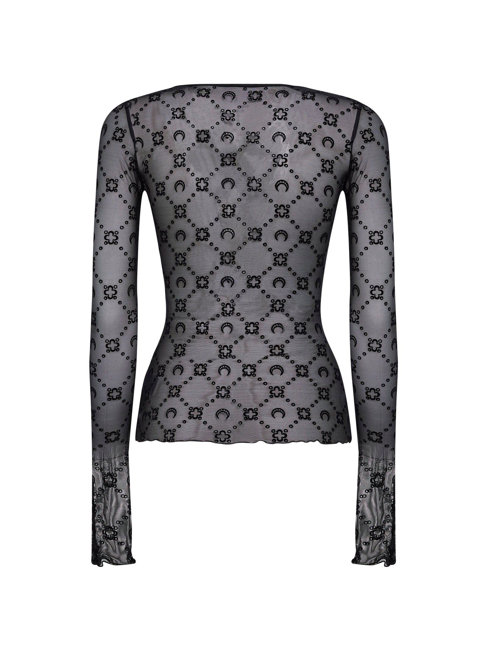 Marine Serre Women Black Monogram Mesh Long-Sleeved Top MARINE SERRE