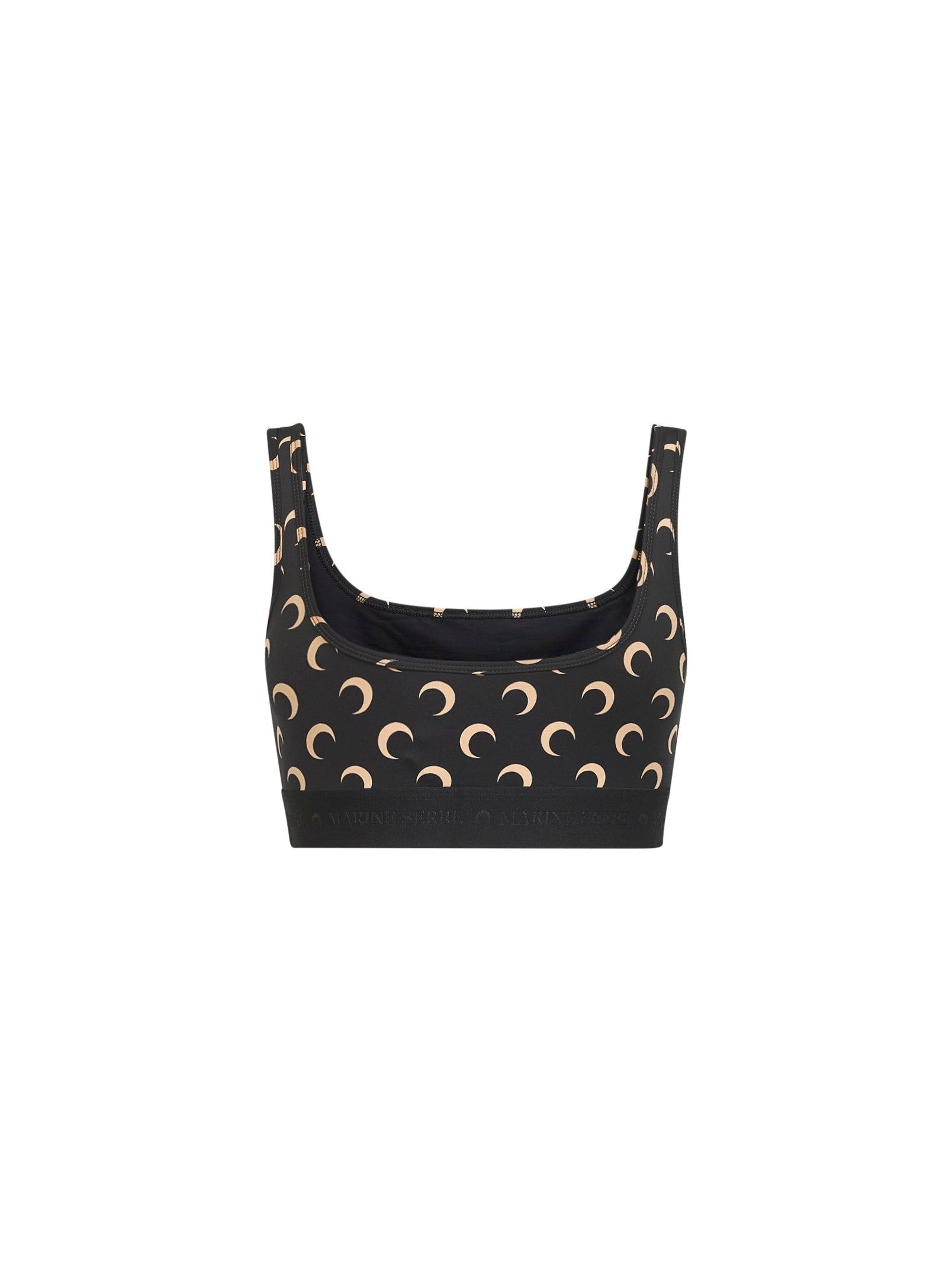Marine Serre Women Black Printed Jersey Moon Sports Bra MARINE SERRE
