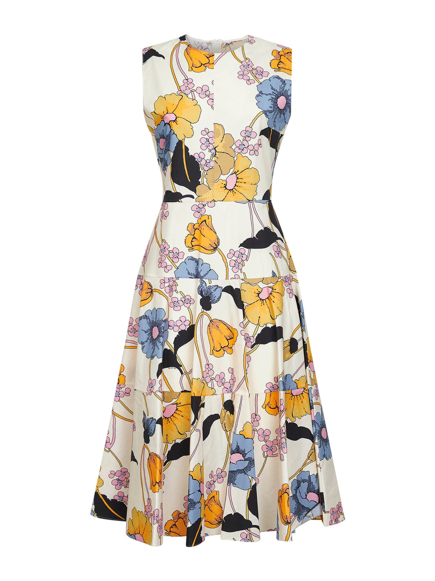 Marni Women Cream Poplin Melodia-Printed Midi Dress MARNI