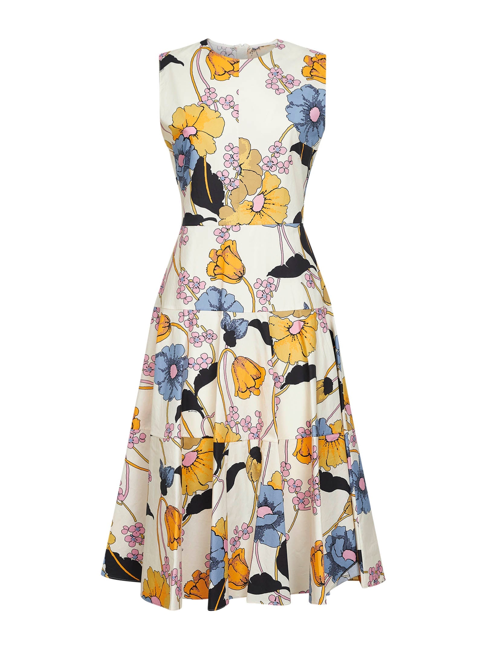 Marni Women Cream Poplin Melodia-Printed Midi Dress MARNI