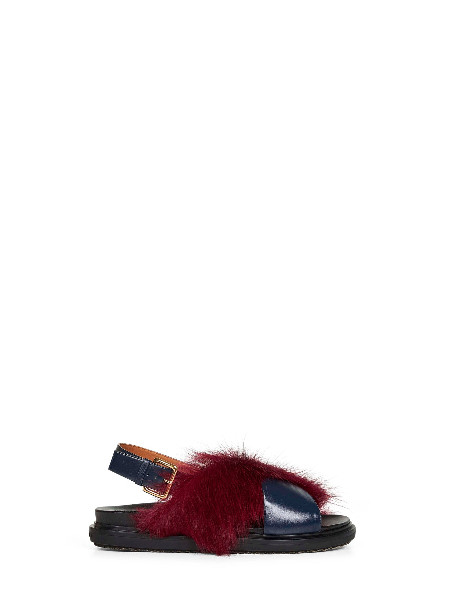 Marni Women Blue Leather And Burgundy Long-Hair Fussbett MARNI