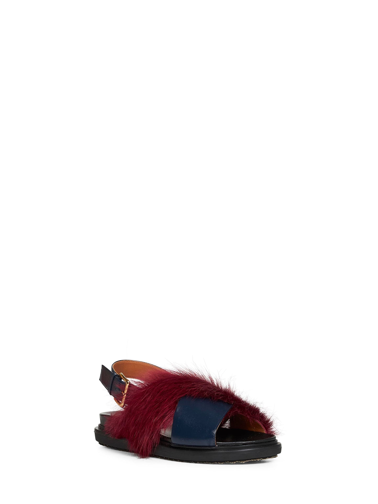 Marni Women Blue Leather And Burgundy Long-Hair Fussbett MARNI