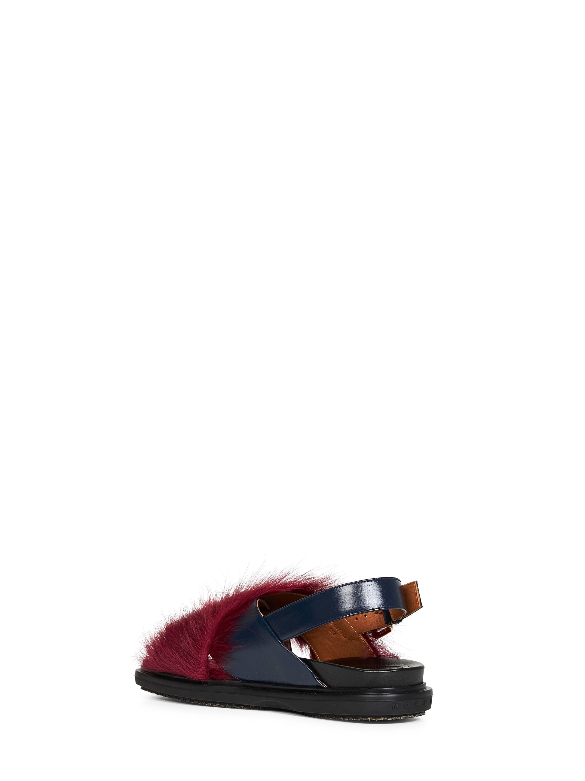 Marni Women Blue Leather And Burgundy Long-Hair Fussbett MARNI