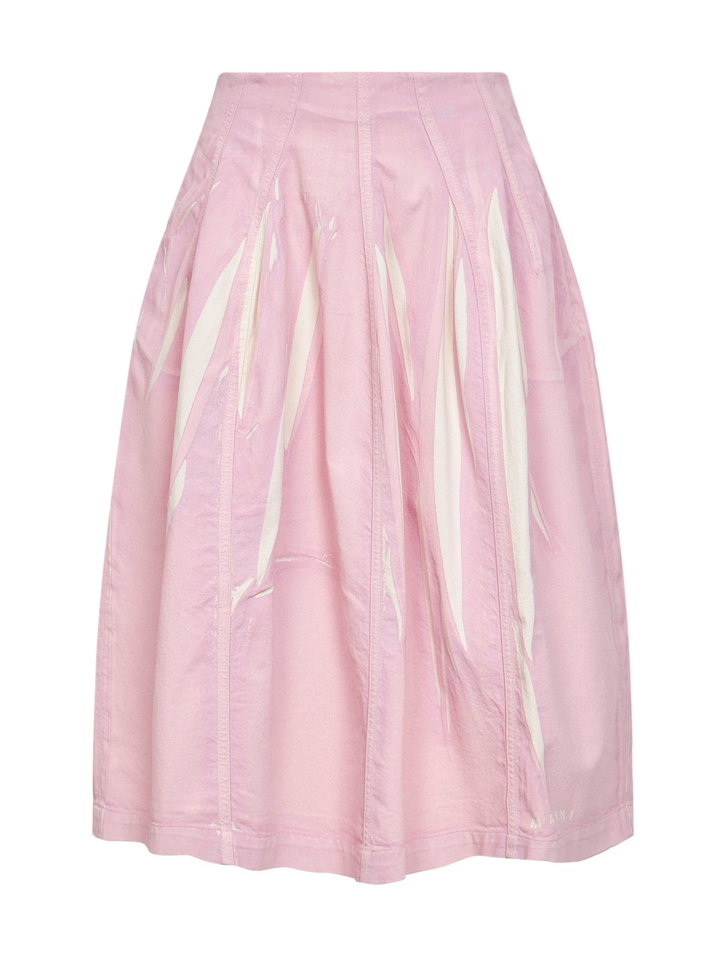 Marni Women Pink Screen-Printed Denim Flared Midi Skirt MARNI