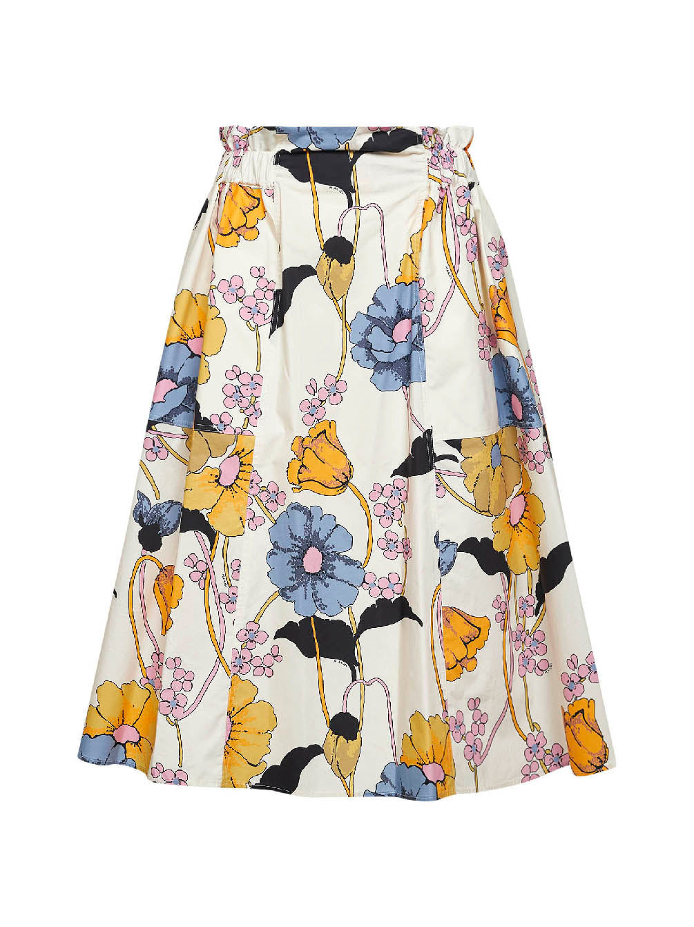 Marni Women Cream Poplin Melodia-Printed Midi Skirt MARNI