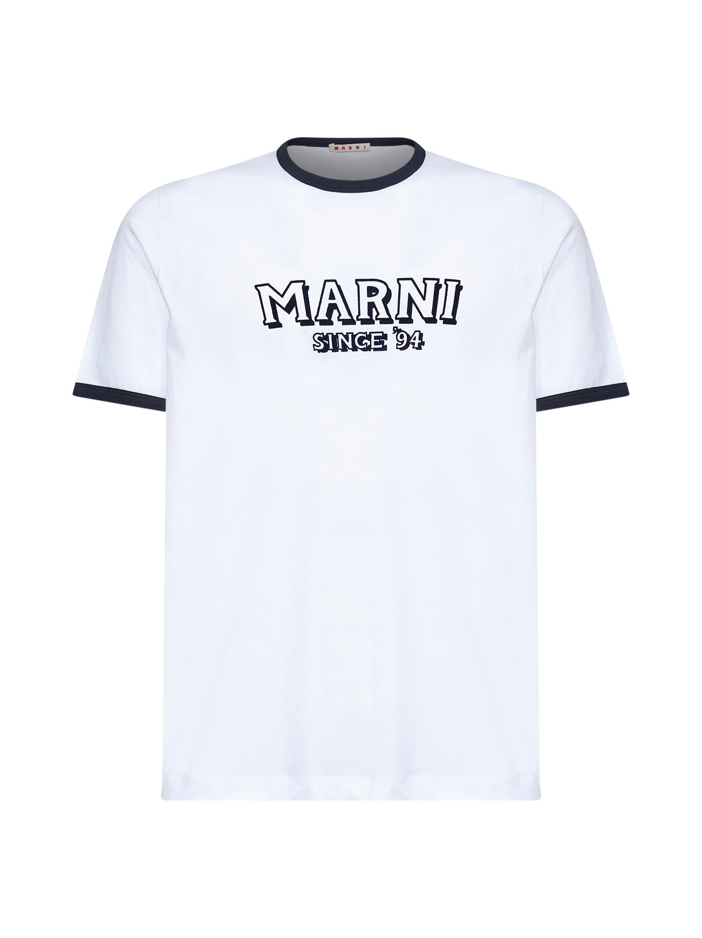 Marni Men White Jersey T-Shirt With Contrasting Trims MARNI