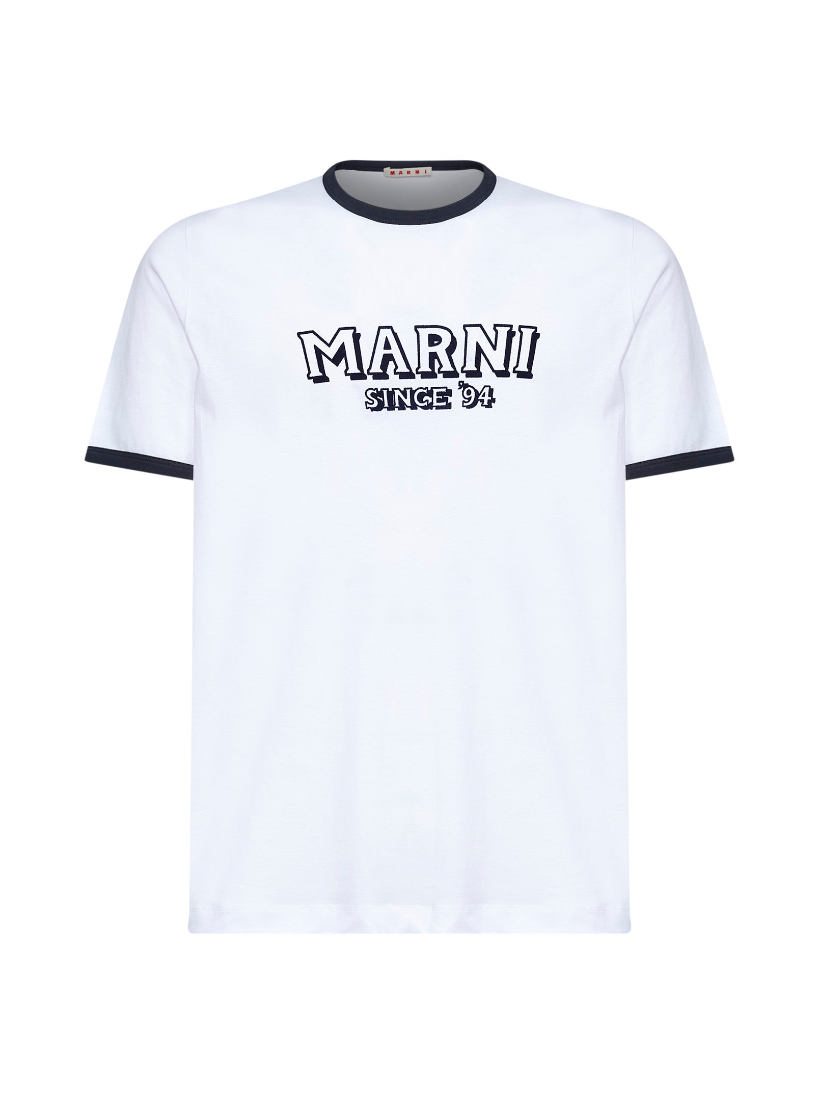 Marni Men White Jersey T-Shirt With Contrasting Trims MARNI