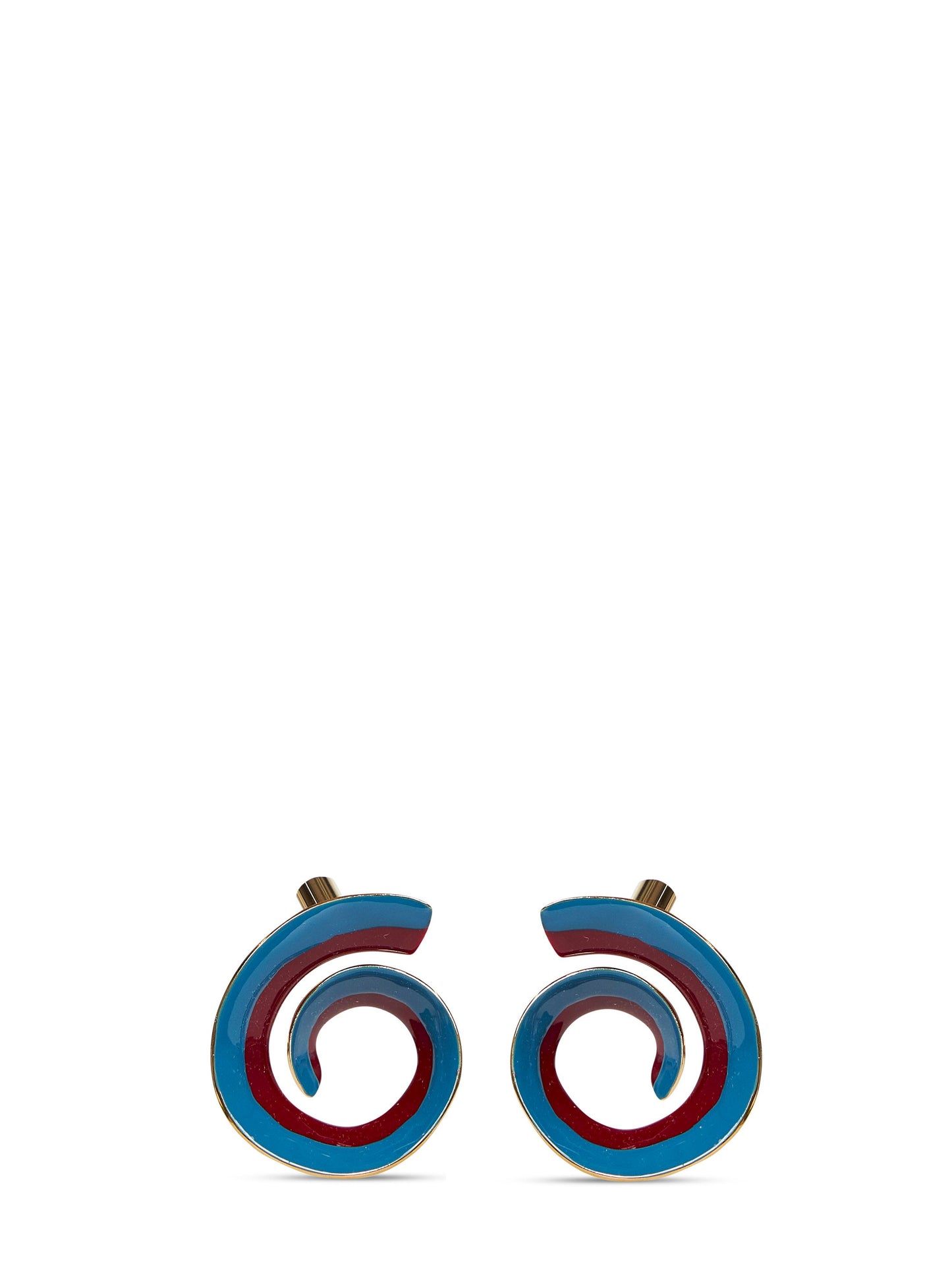Marni Women Astral Blue Enameled Metal Spiral Earrings MARNI
