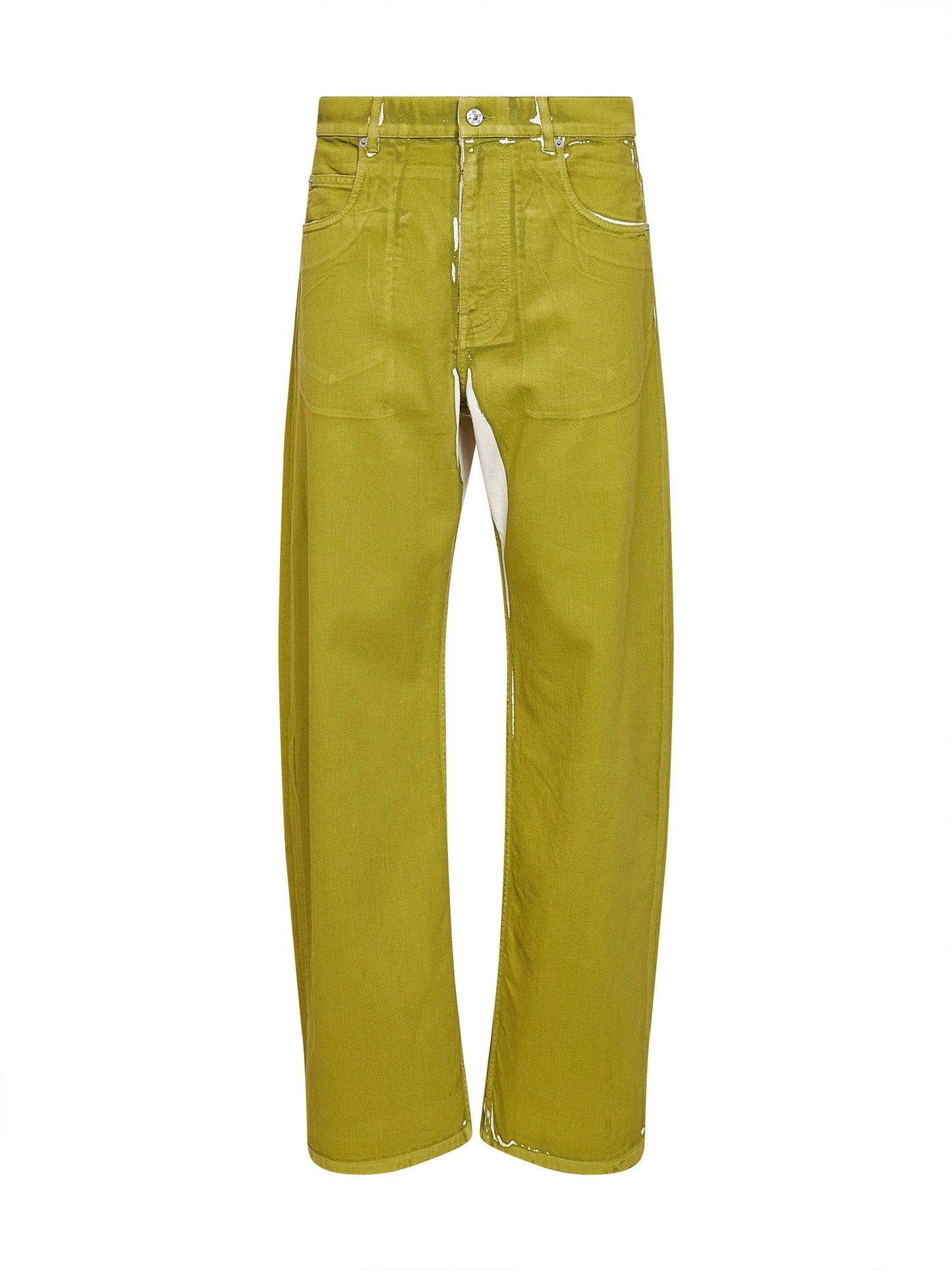 Marni Men Green Screen-Printed Denim Wide-Leg Jeans MARNI