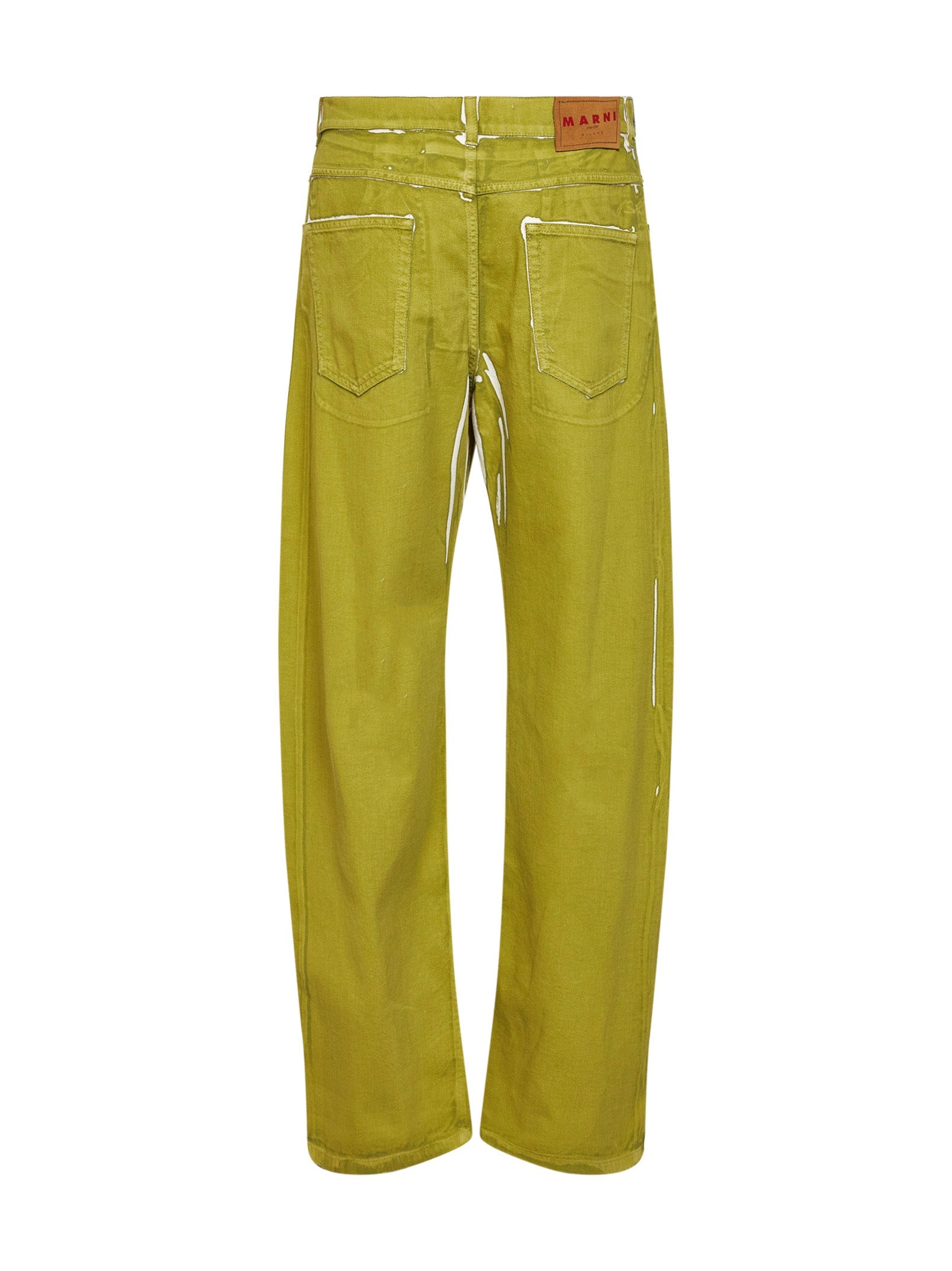 Marni Men Green Screen-Printed Denim Wide-Leg Jeans MARNI