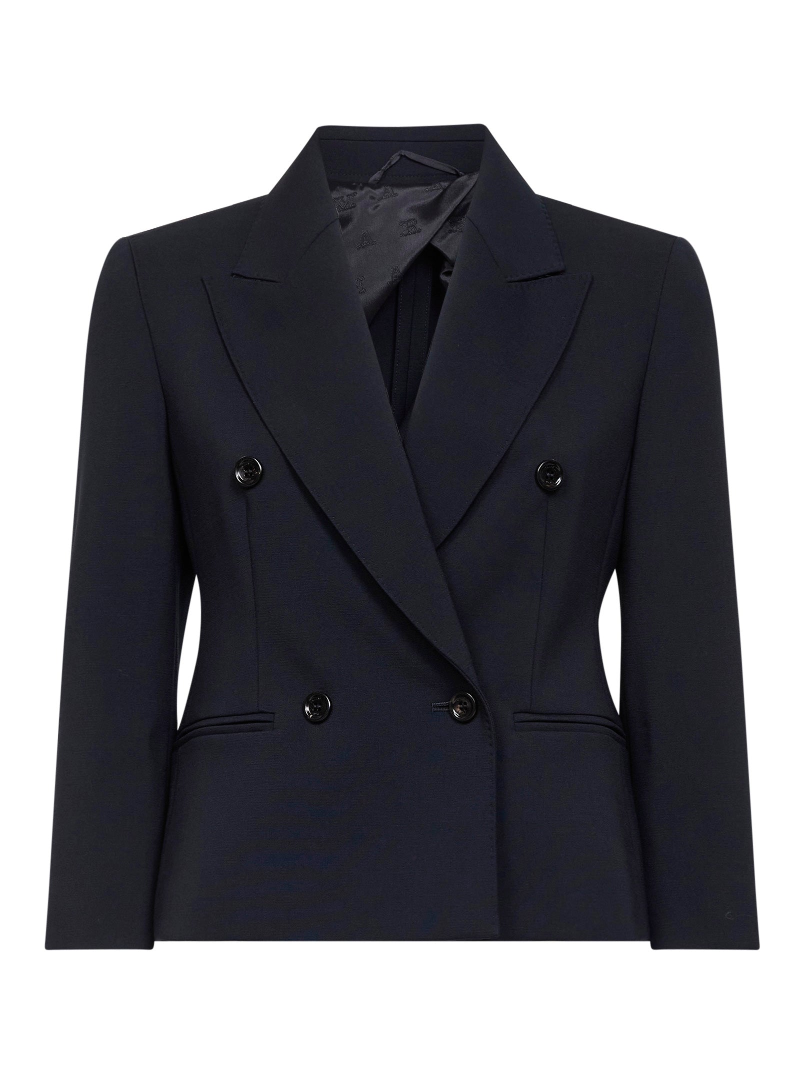 Max Mara Women Navy Blue Stretch Canvas Mxmdorico Cropped Blazer<Br/> MAX MARA
