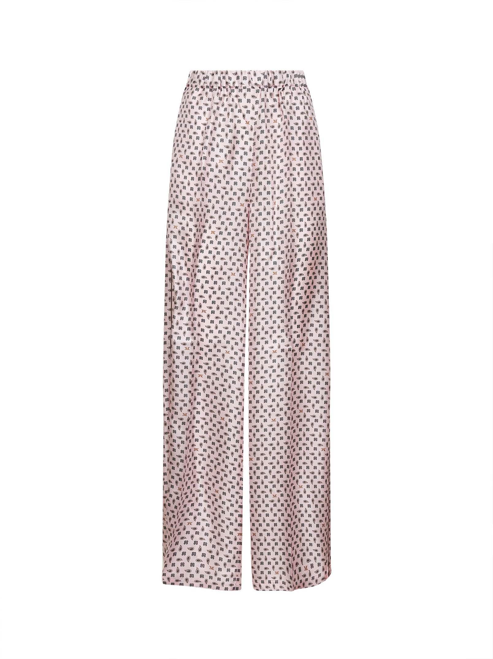 Max Mara Women Pink Printed Silk Twill Mxmviscio Trousers MAX MARA