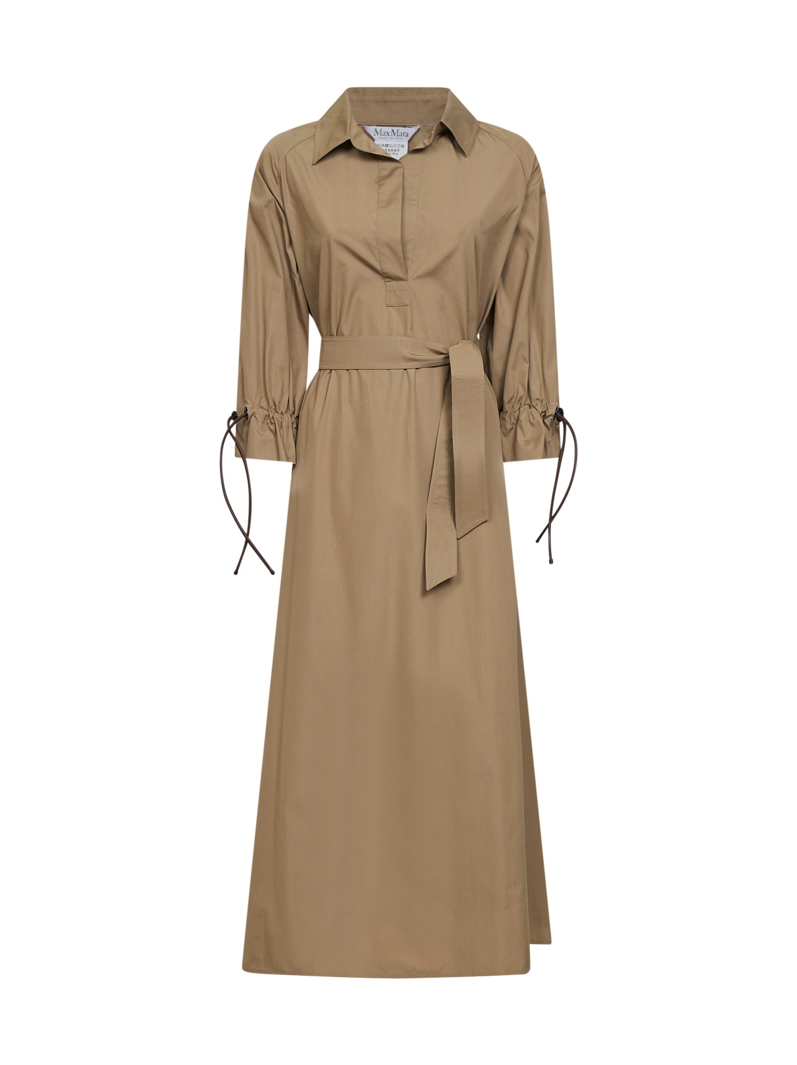Max Mara Women Khaki Green Cotton Poplin Mxmmirto Oversized Dress MAX MARA