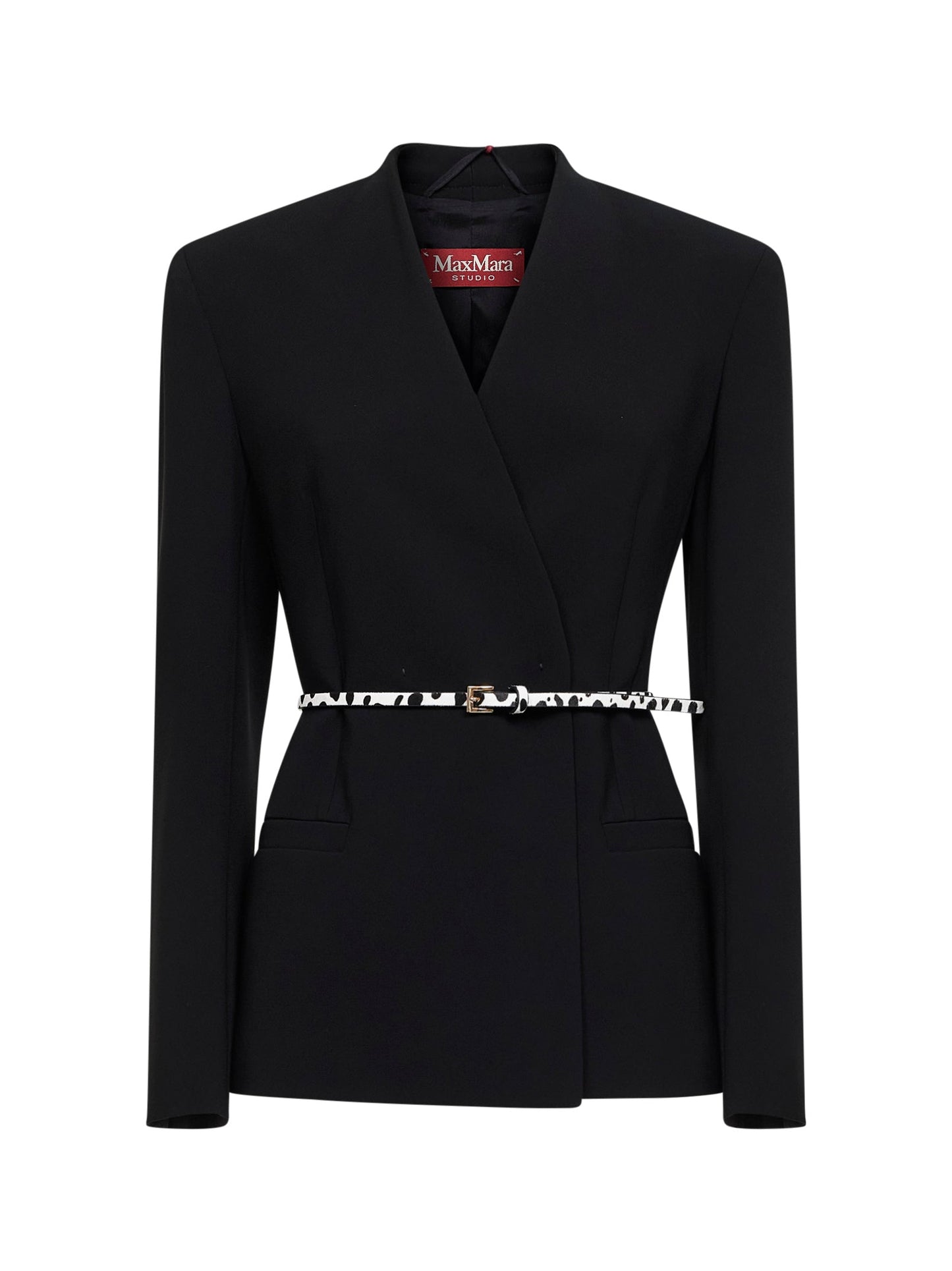 Max Mara Studio Women Black Cady Mstquinoa Belted Jacket MAX MARA STUDIO