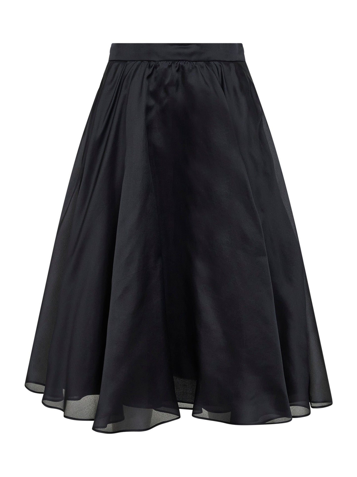 Max Mara Studio Women Black Silk Organza Msecalle Midi Full Skirt MAX MARA STUDIO