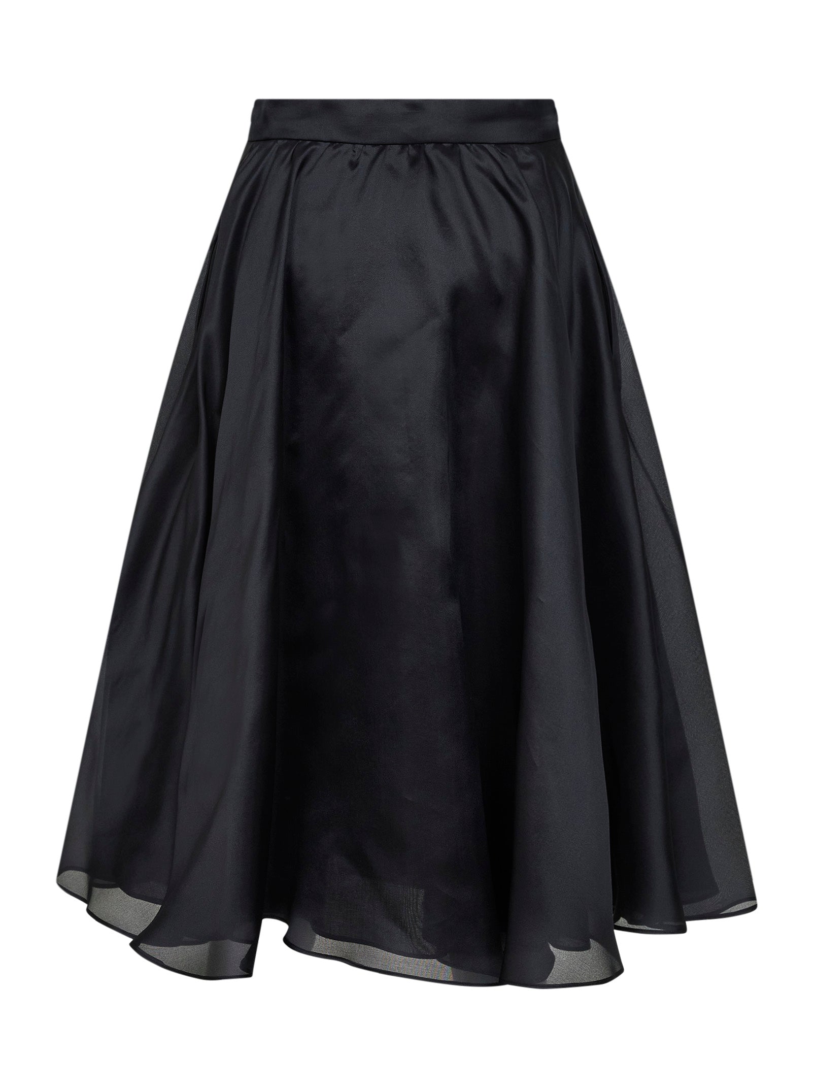 Max Mara Studio Women Black Silk Organza Msecalle Midi Full Skirt MAX MARA STUDIO