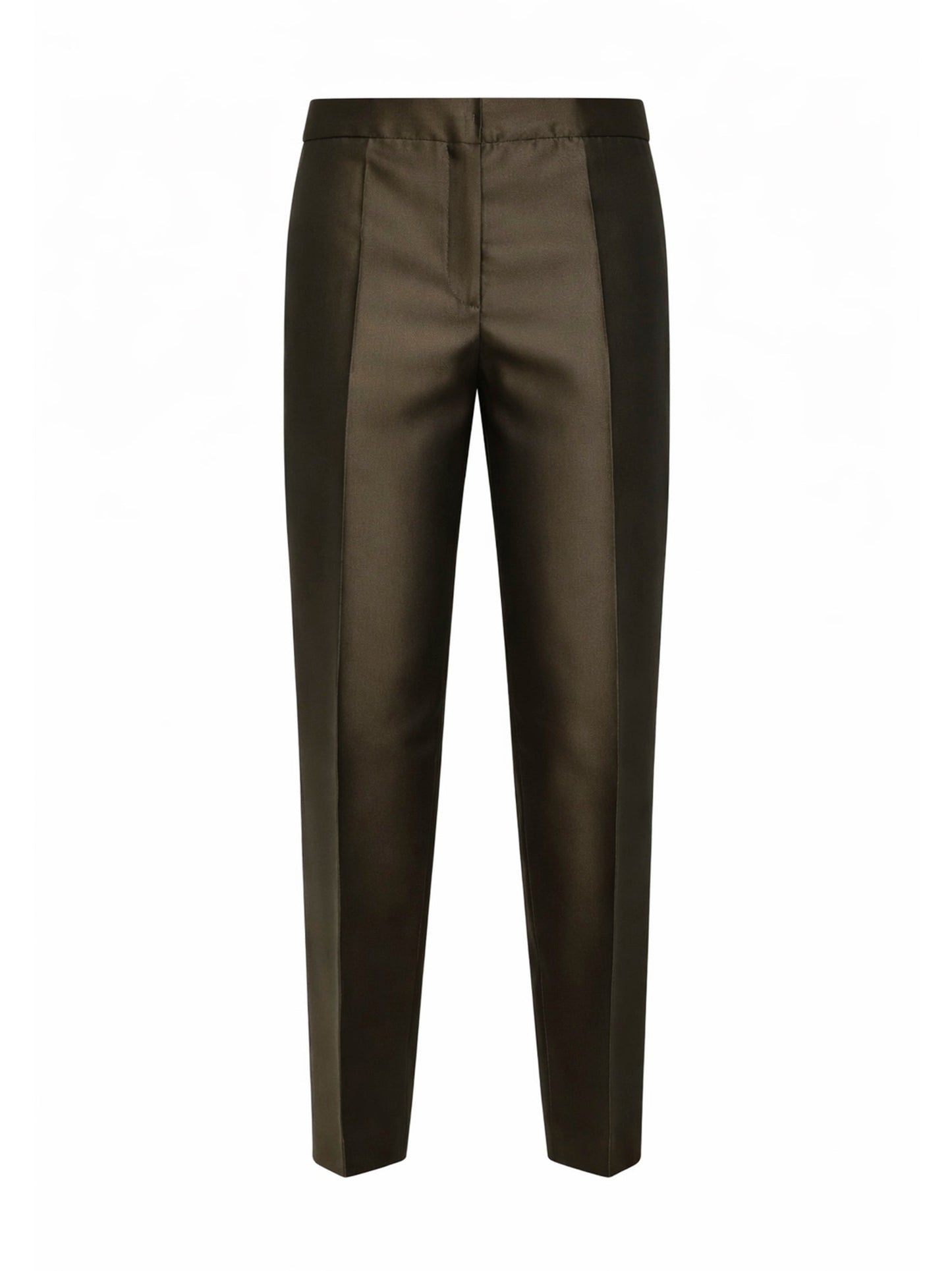 Max Mara Studio Women Khaki Green Silk Blend Shantung Mstzinco Carrot Trousers MAX MARA STUDIO