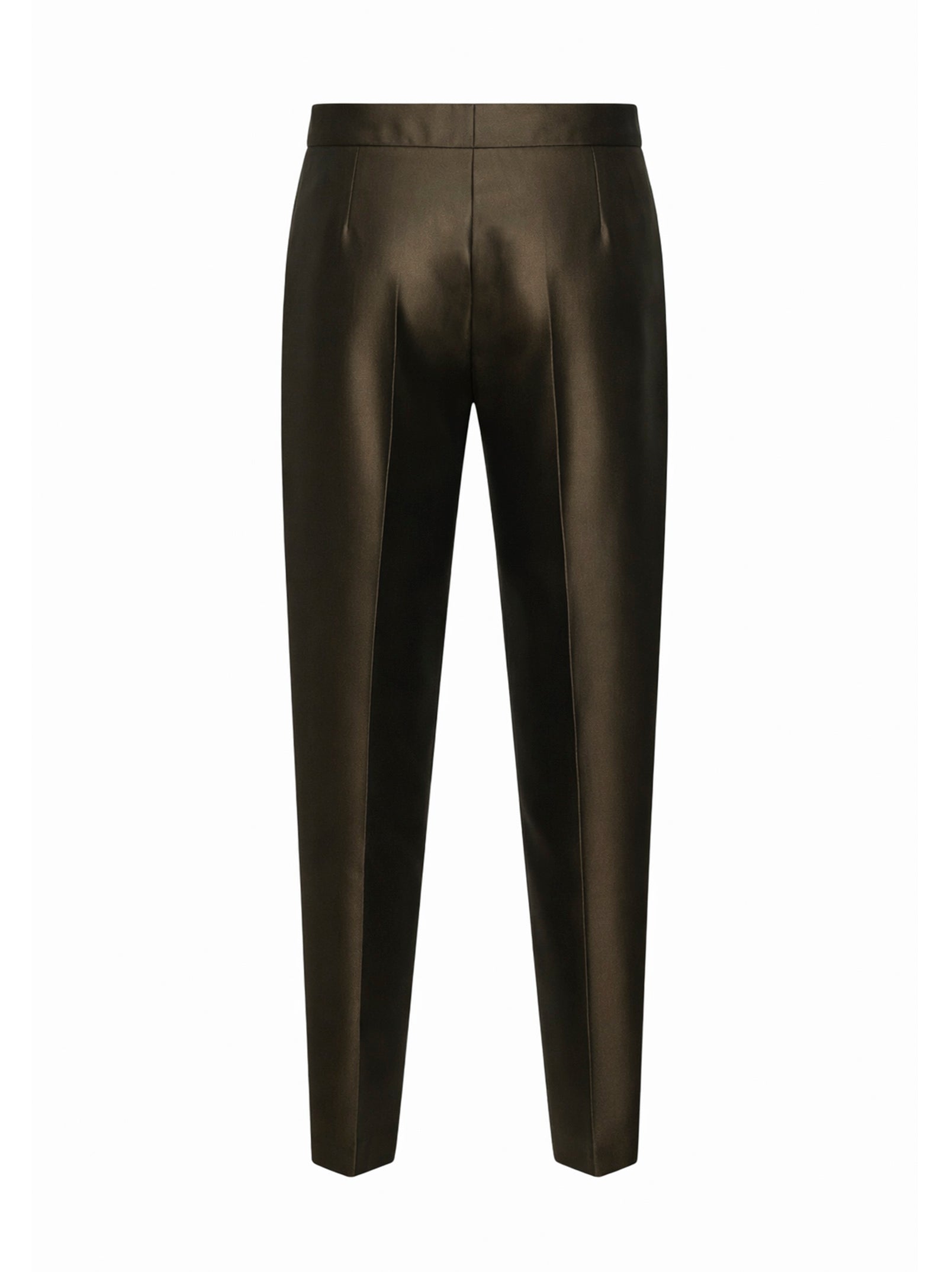 Max Mara Studio Women Khaki Green Silk Blend Shantung Mstzinco Carrot Trousers MAX MARA STUDIO