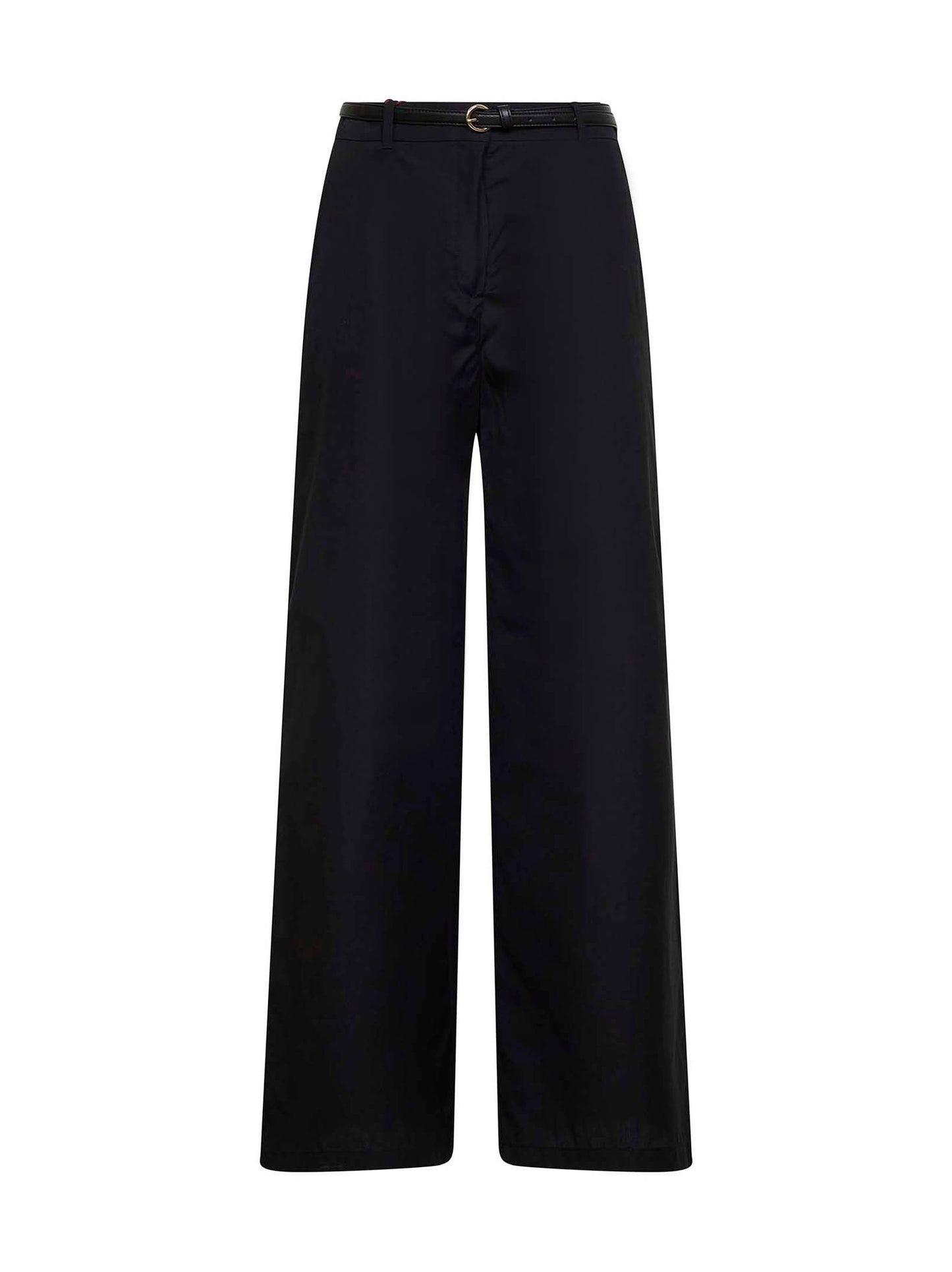 Max Mara Studio Women Black Poplin Mstfarea Belted Trousers MAX MARA STUDIO