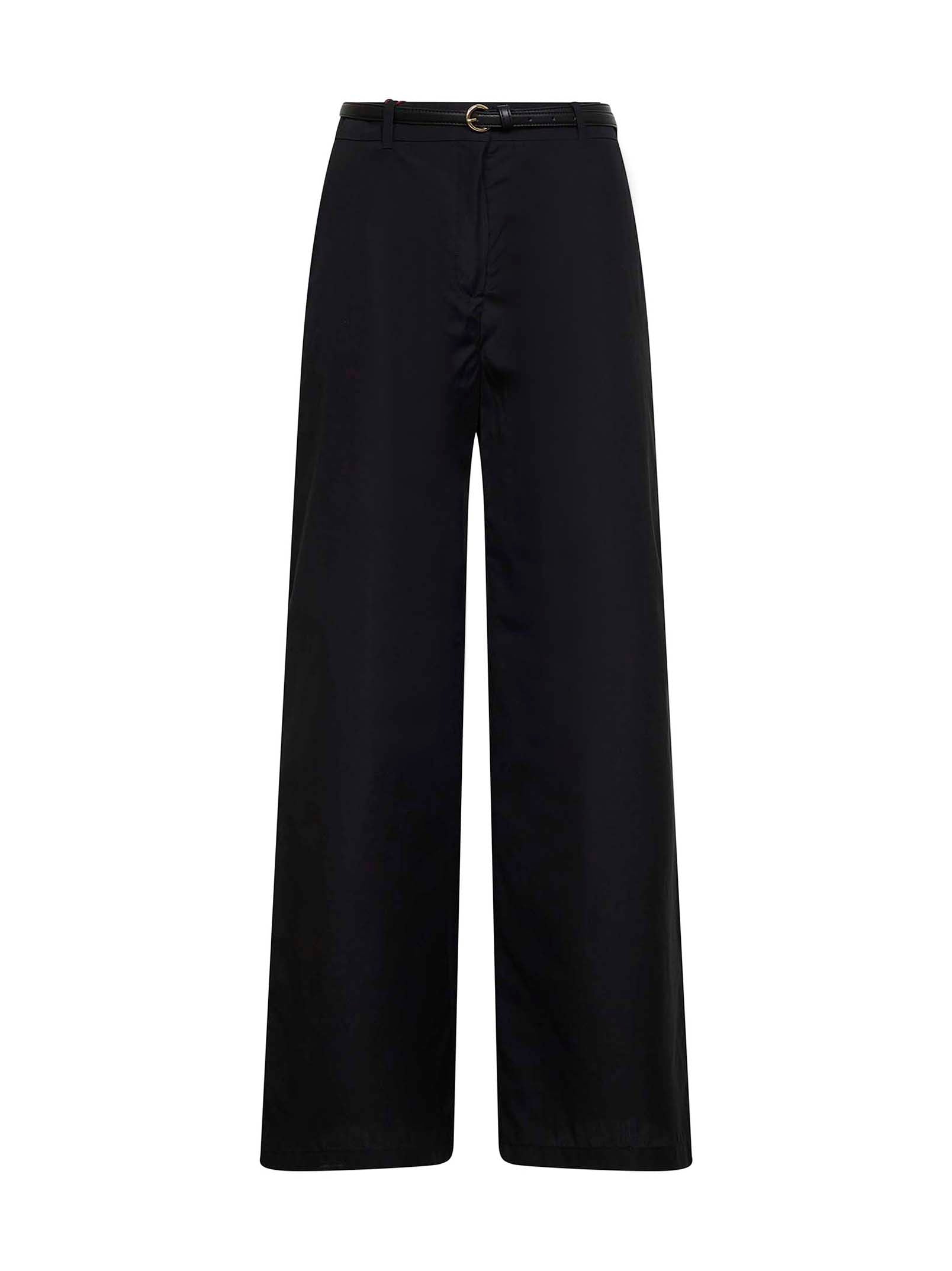 Max Mara Studio Women Black Poplin Mstfarea Belted Trousers MAX MARA STUDIO
