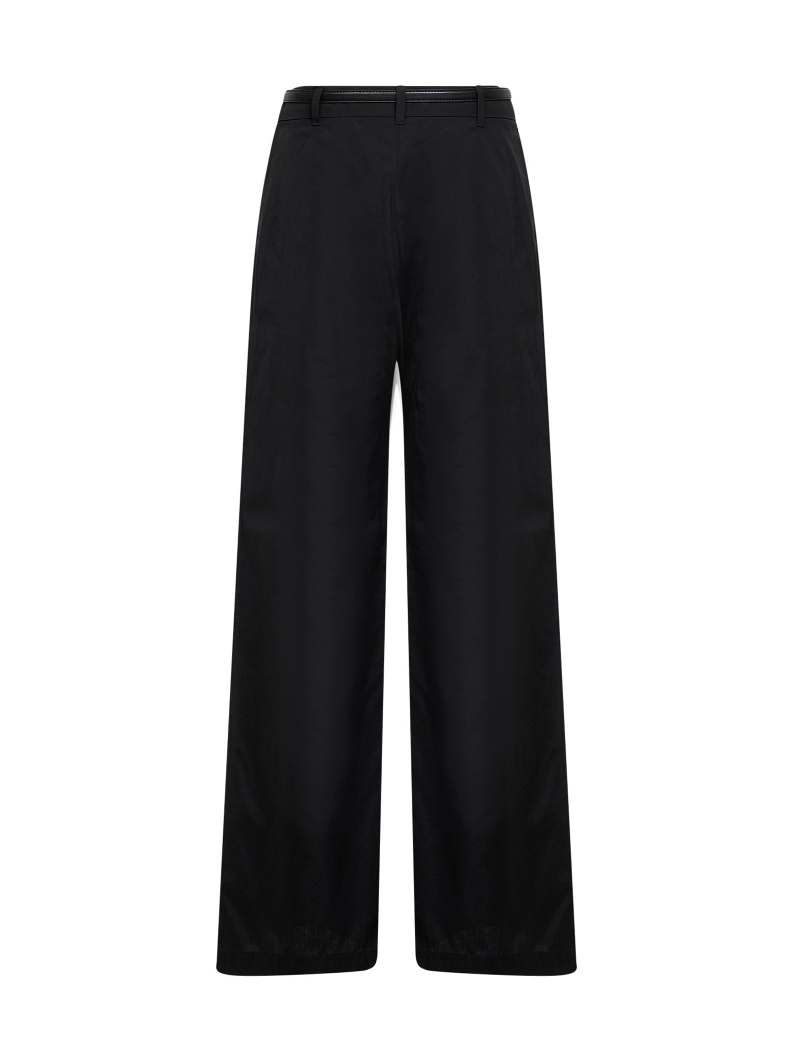 Max Mara Studio Women Black Poplin Mstfarea Belted Trousers MAX MARA STUDIO