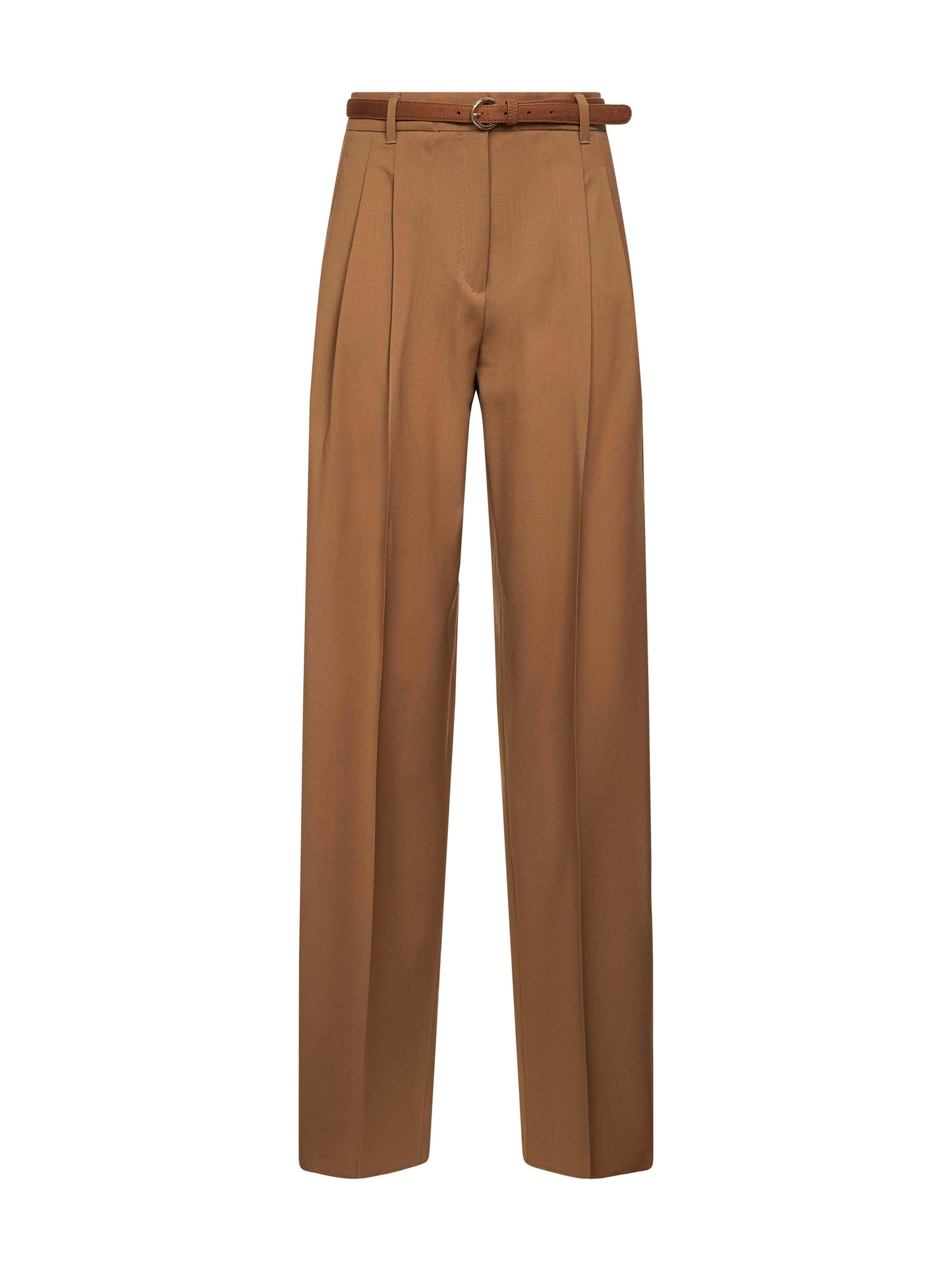 Max Mara Studio Women Camel Stretch Wool Canvas Mstbacio Fluid Trousers MAX MARA STUDIO