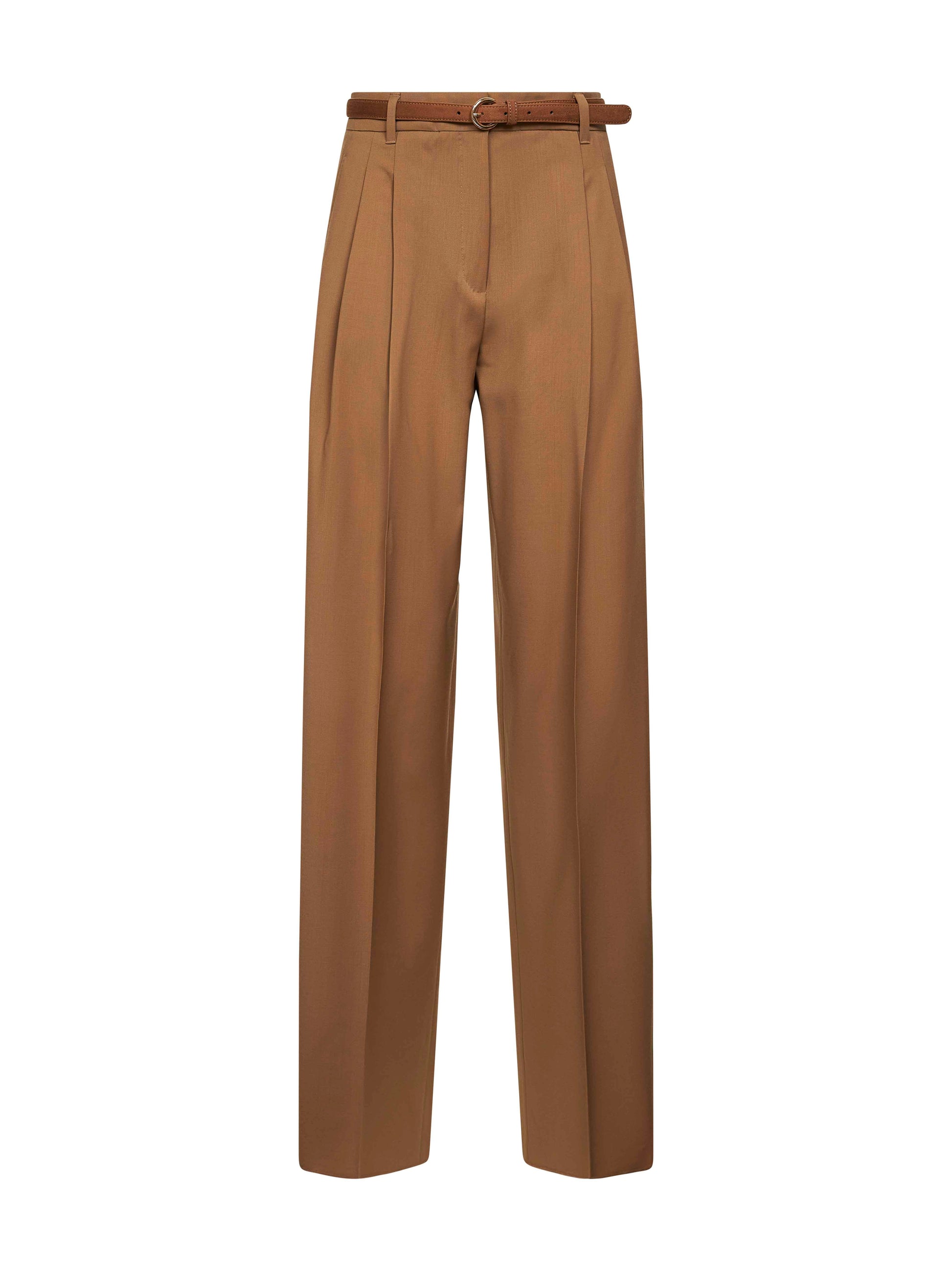 Max Mara Studio Women Camel Stretch Wool Canvas Mstbacio Fluid Trousers MAX MARA STUDIO