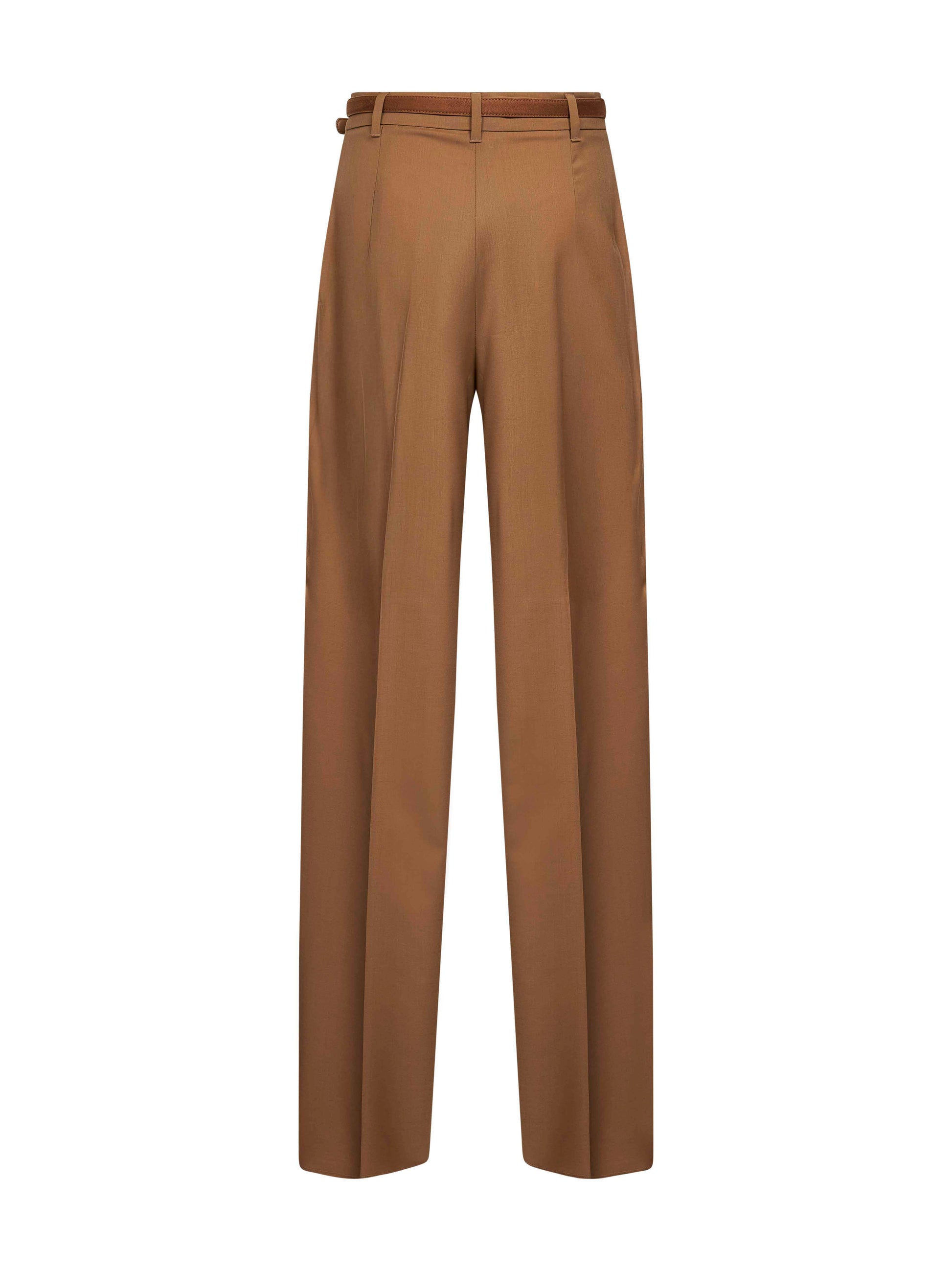 Max Mara Studio Women Camel Stretch Wool Canvas Mstbacio Fluid Trousers MAX MARA STUDIO