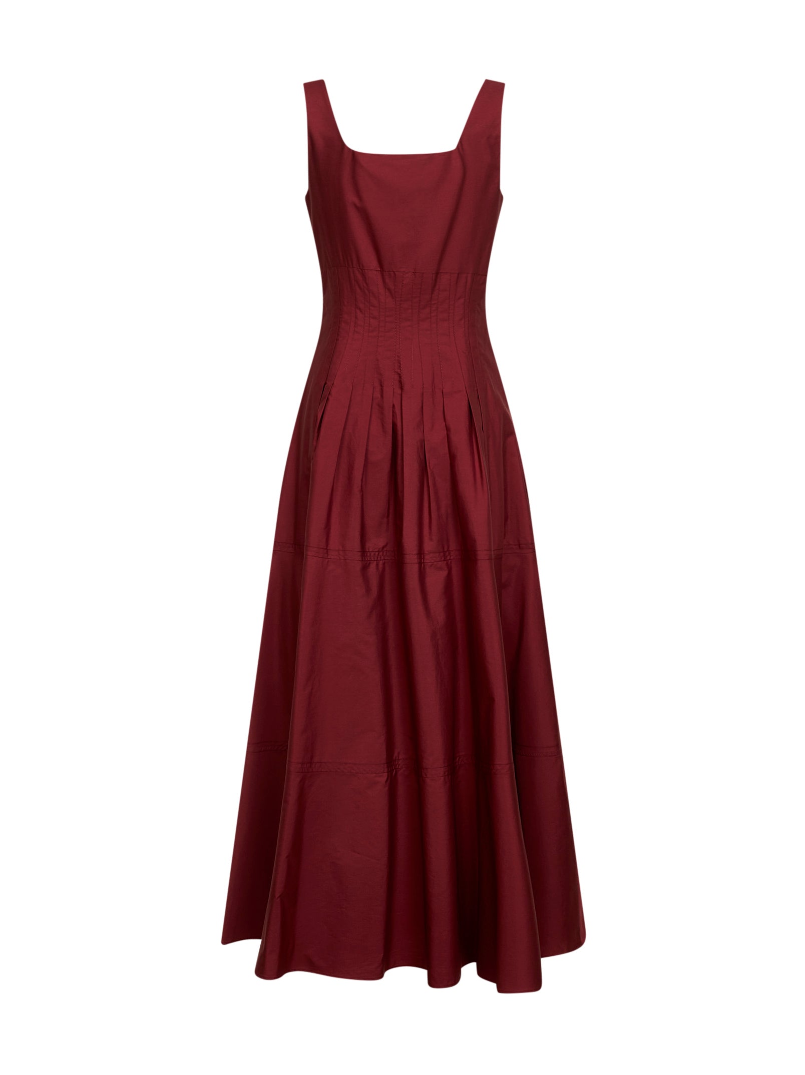 Max Mara Studio Women Brick Red Poplin Mstfeltre Long Dress MAX MARA STUDIO
