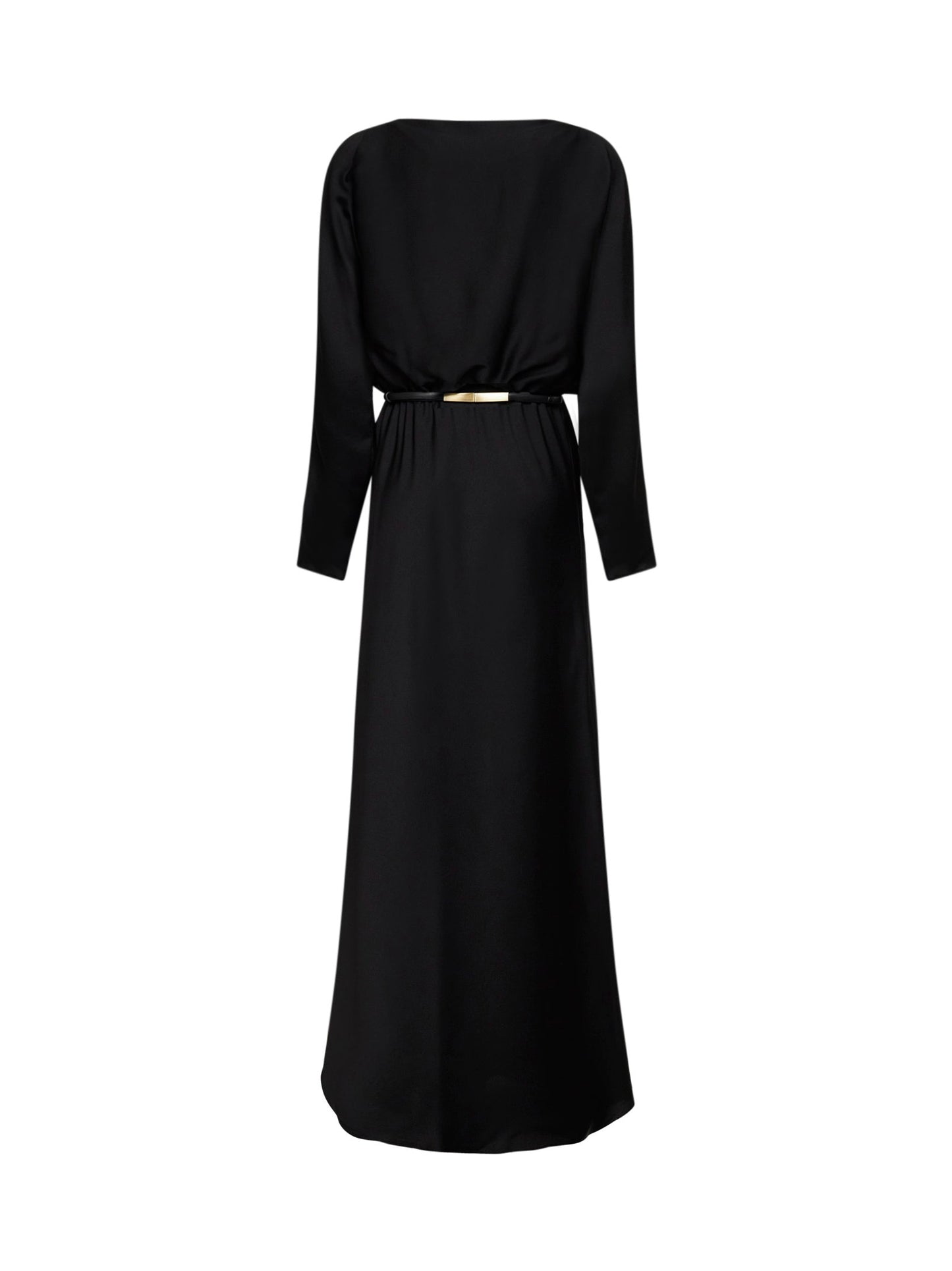 Max Mara Studio Women Black Lightweight Satin Msepentola Long Dress MAX MARA STUDIO