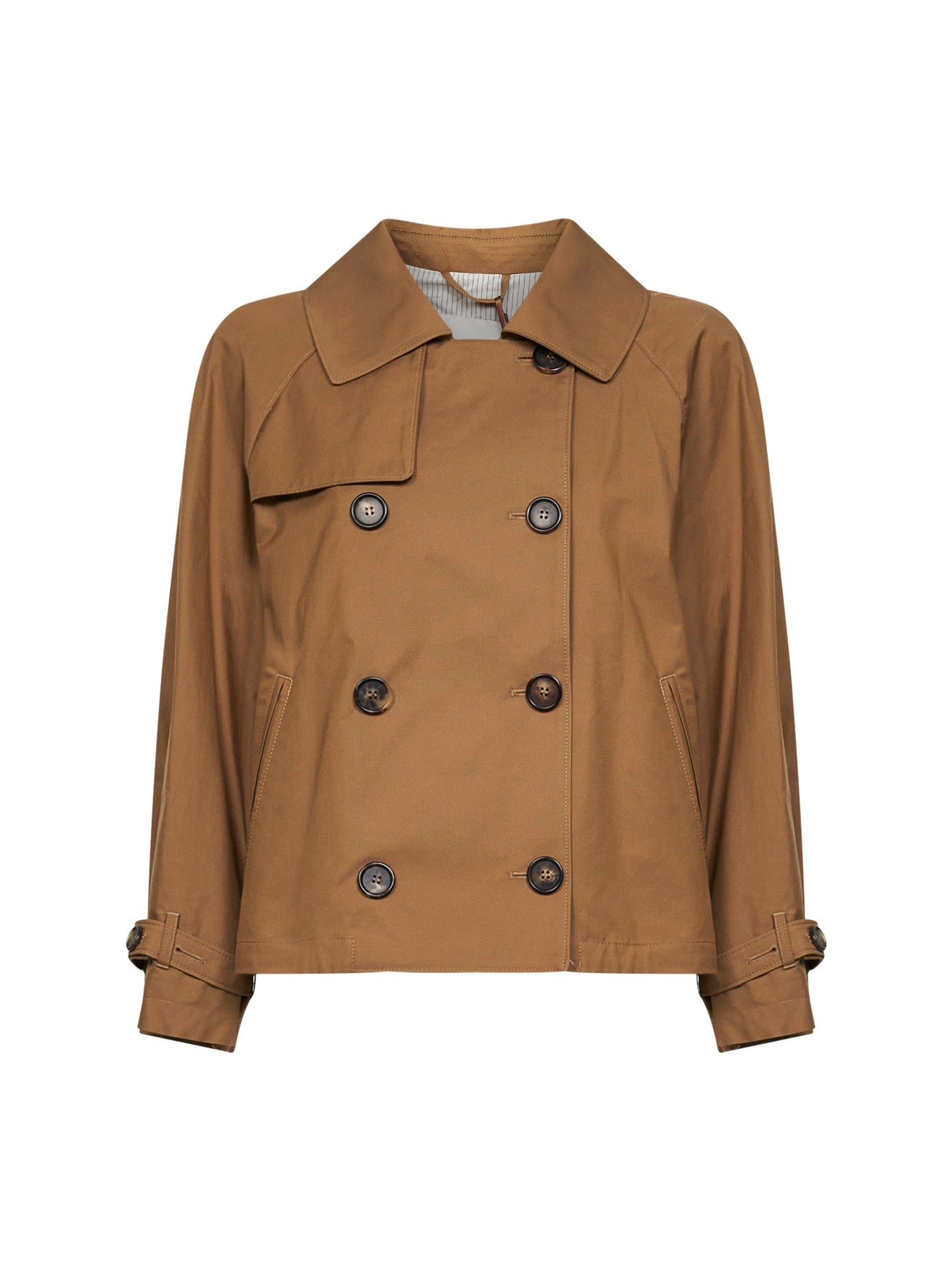 Max Mara The Cube Women Brown Mtctesoro Double-Breasted Short Trench Coat MAX MARA THE CUBE