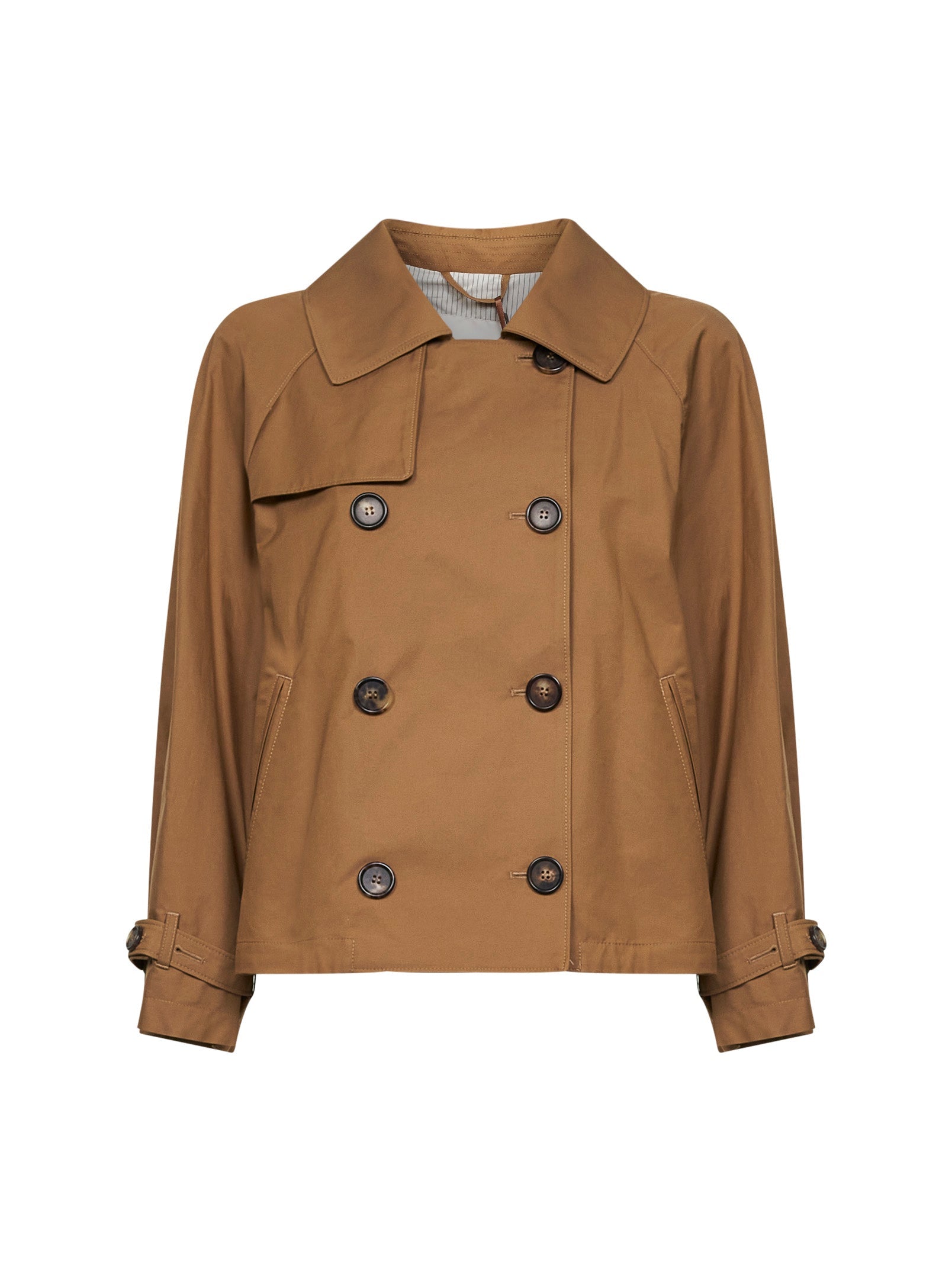 Max Mara The Cube Women Brown Mtctesoro Double-Breasted Short Trench Coat MAX MARA THE CUBE