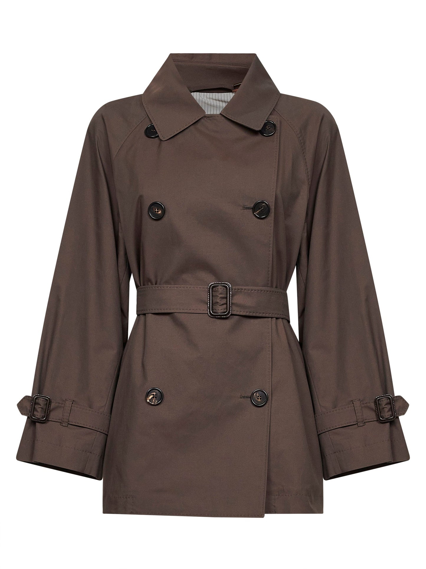 Max Mara The Cube Women Chocolate Mtccalle Short Double-Breasted Trench Coat MAX MARA THE CUBE