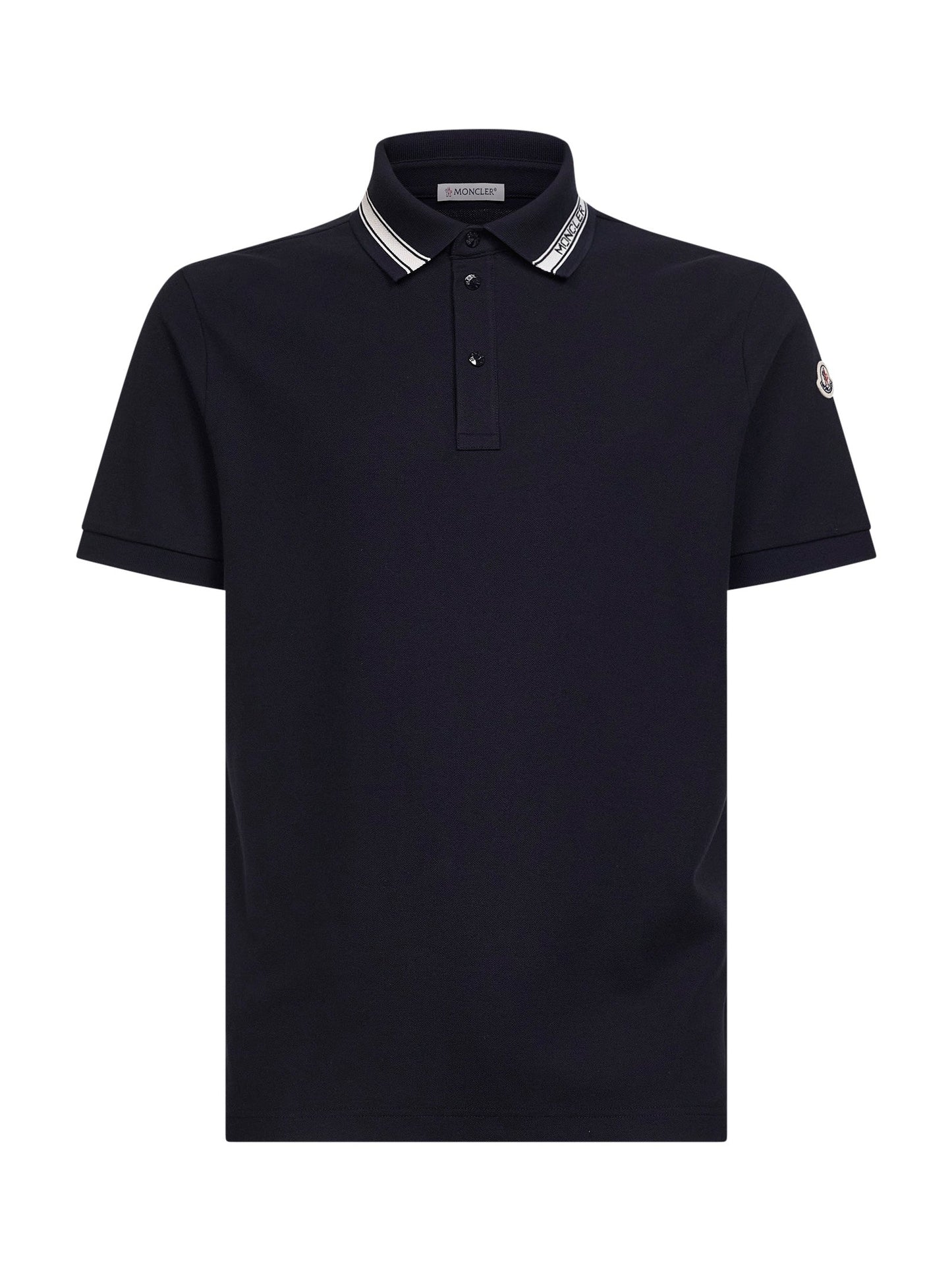Moncler Men Blue Cotton Pique Polo Shirt With Logo Detail MONCLER