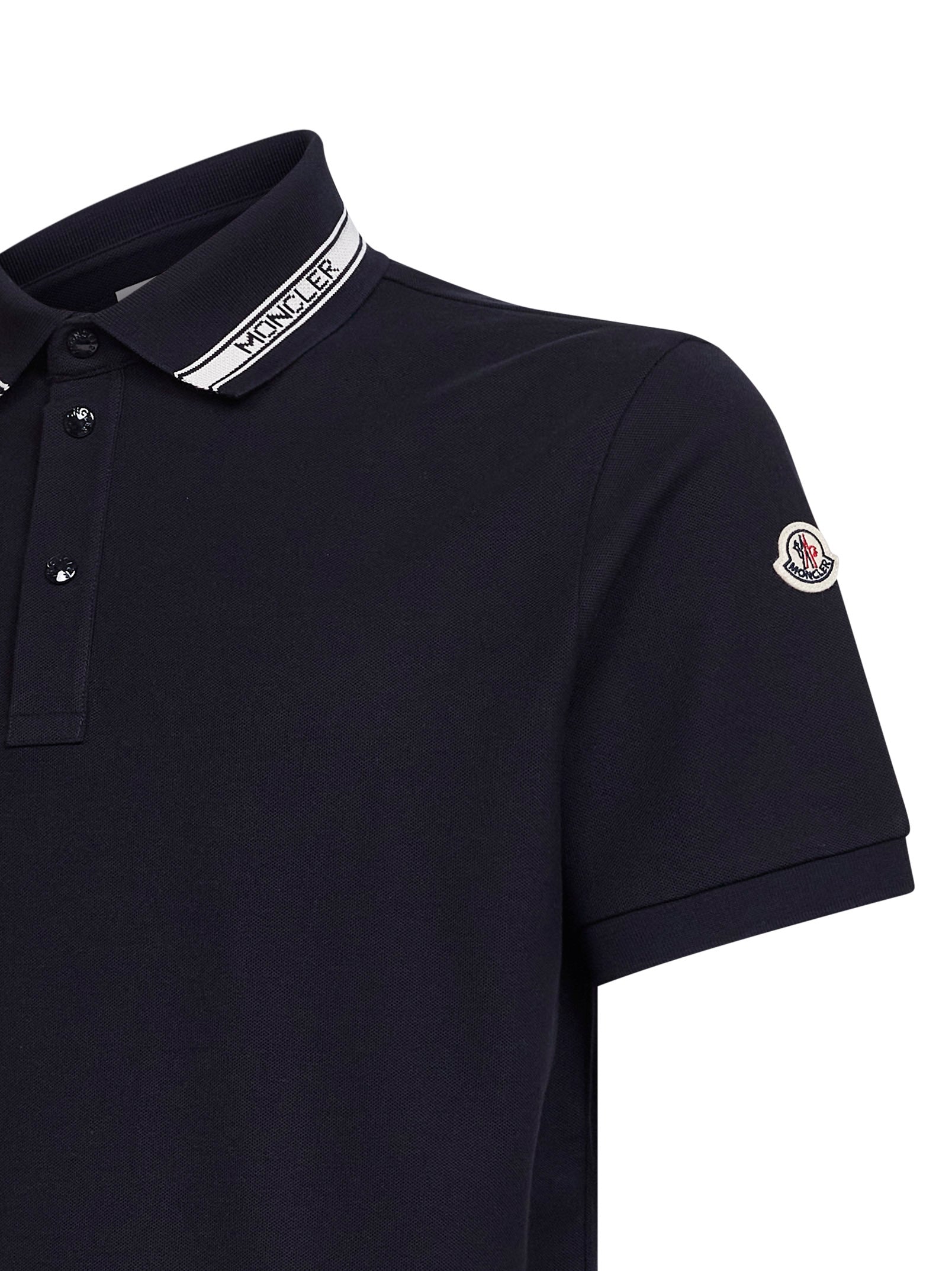 Moncler Men Blue Cotton Pique Polo Shirt With Logo Detail MONCLER