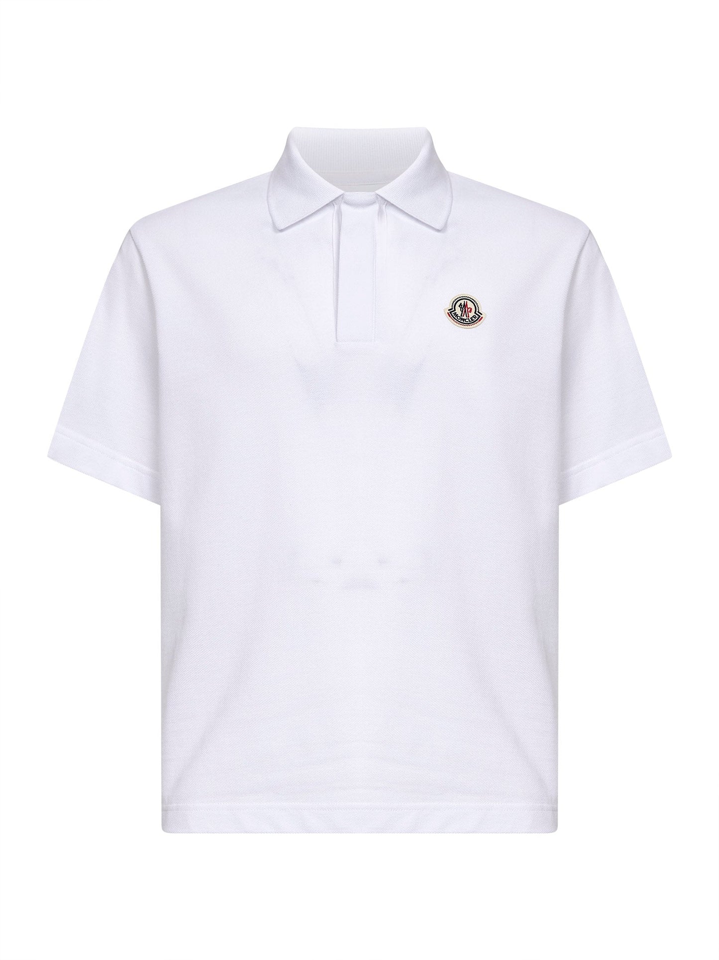 Moncler Men White Cotton Pique Logo Polo Shirt MONCLER
