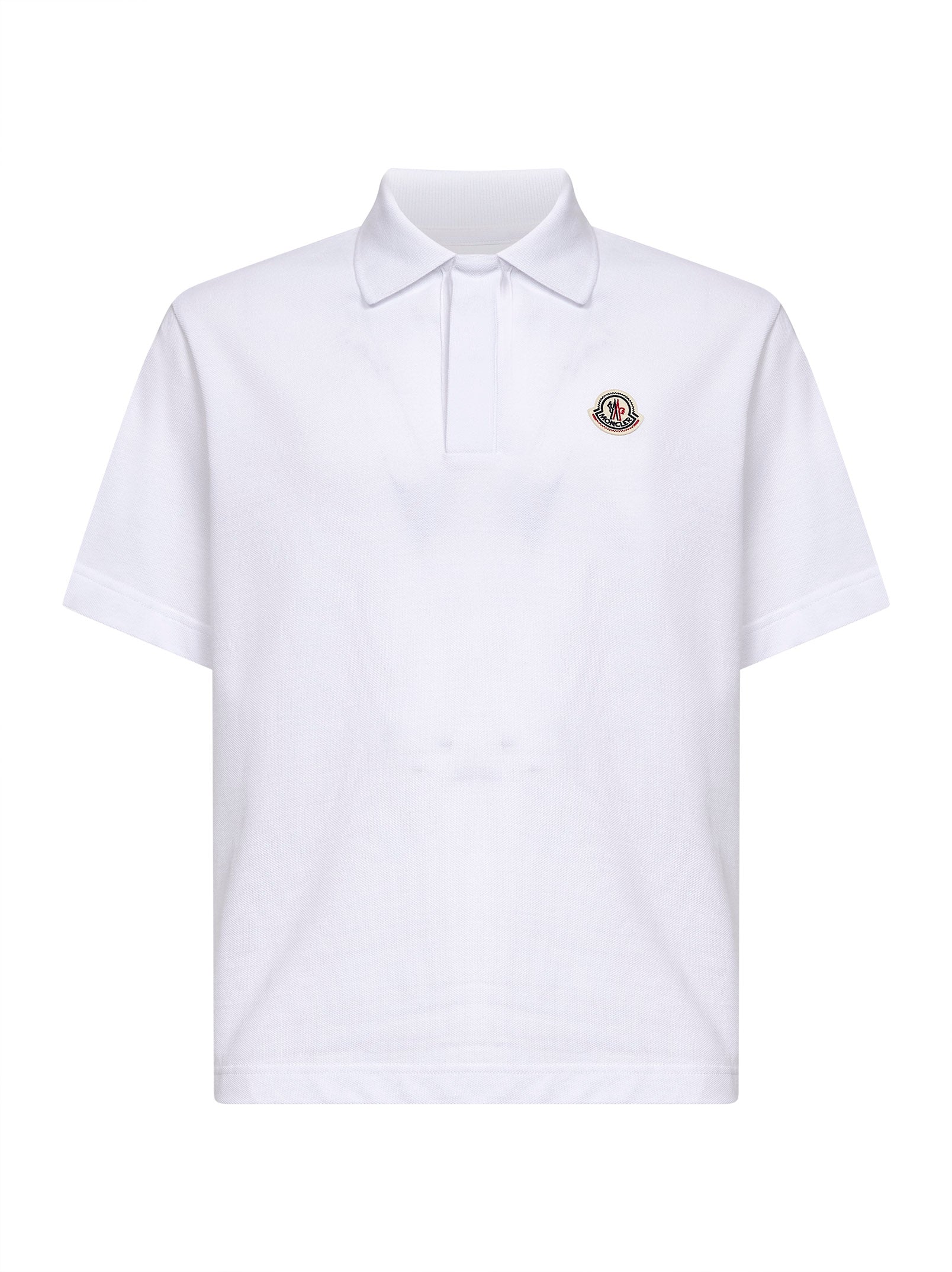 Moncler Men White Cotton Pique Logo Polo Shirt MONCLER