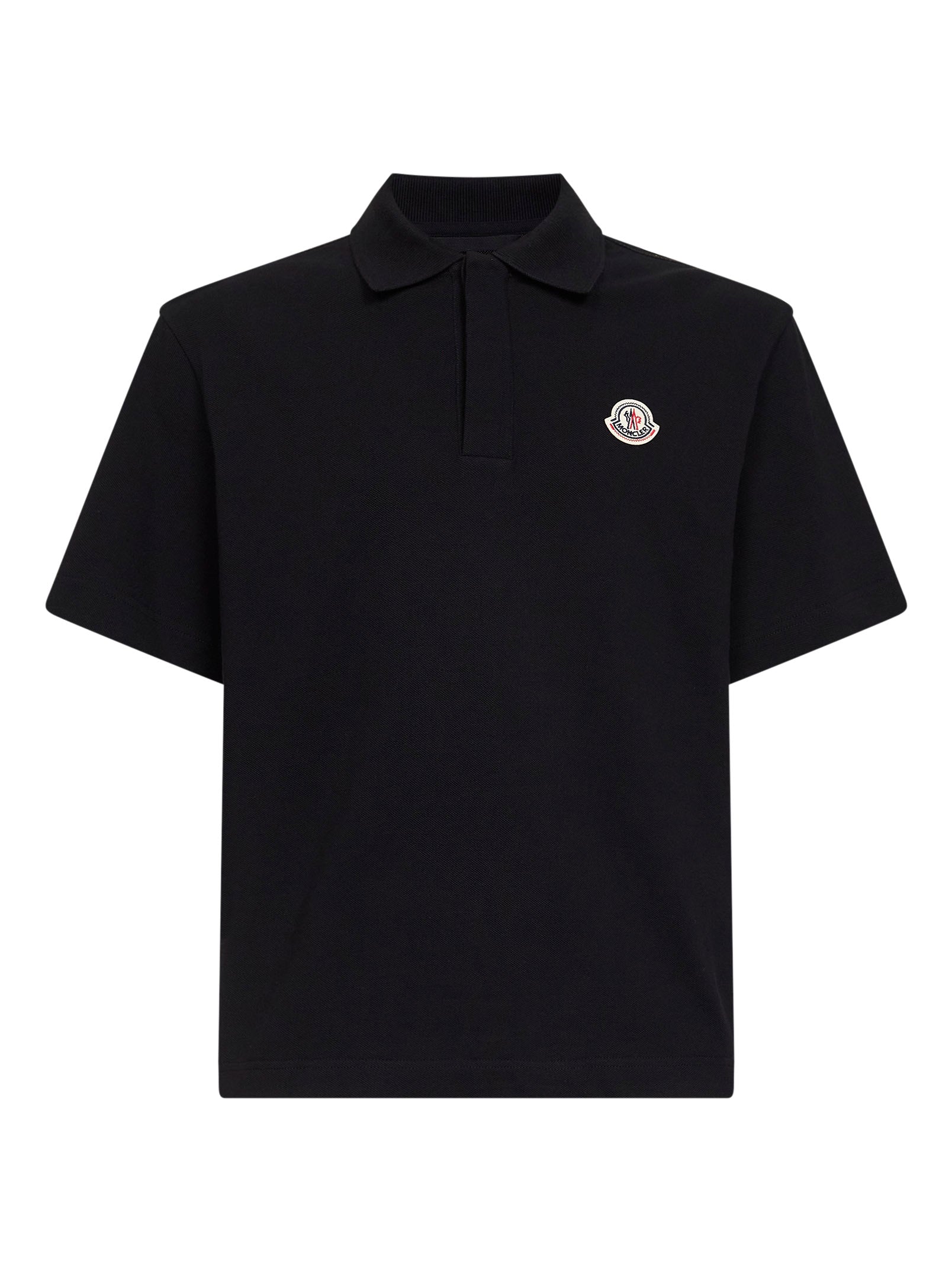 Moncler Men Black Cotton Pique Logo Polo Shirt MONCLER