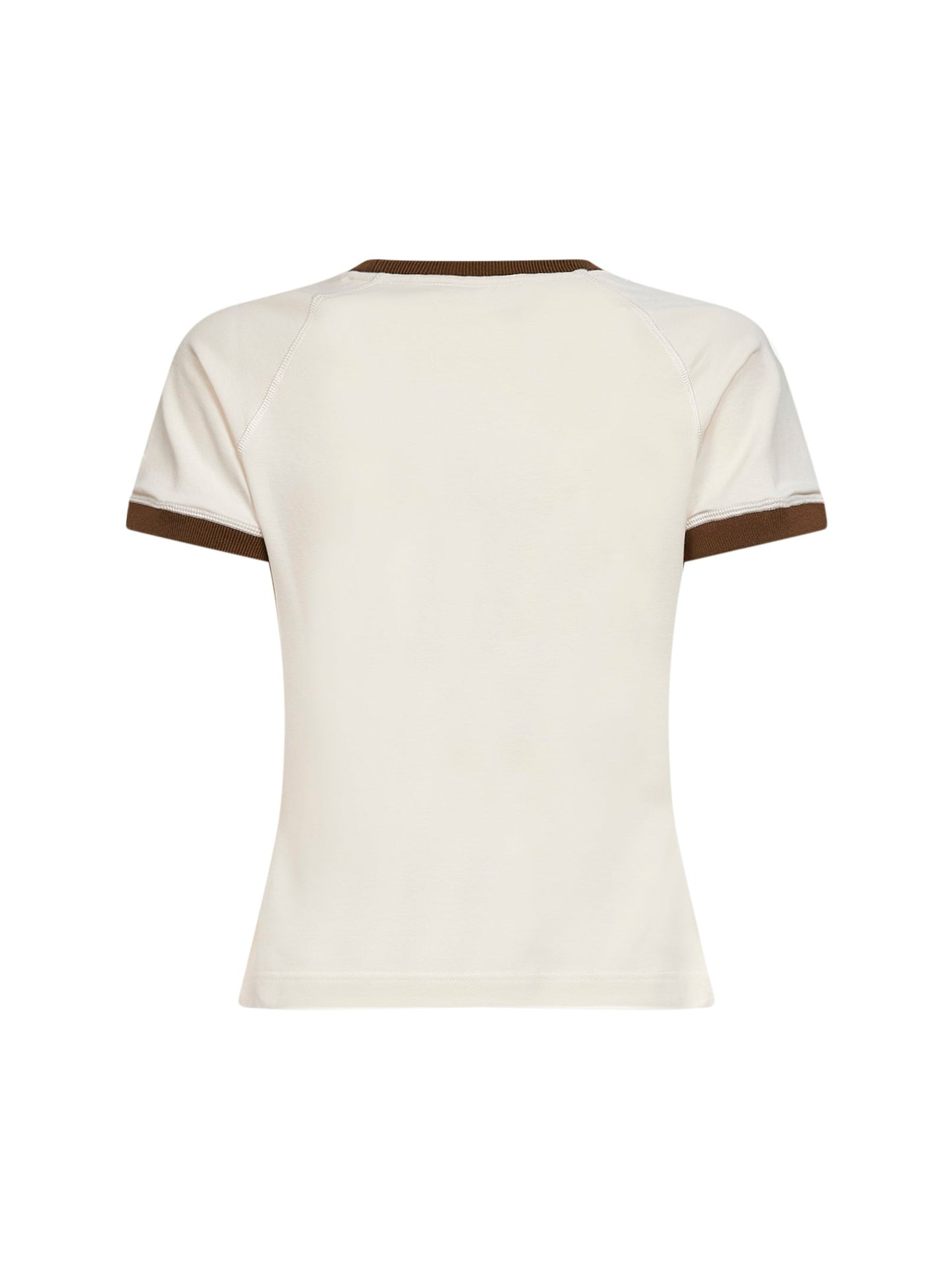 Moncler Women Light Beige Stretch Jersey Logo And Heart T-Shirt MONCLER