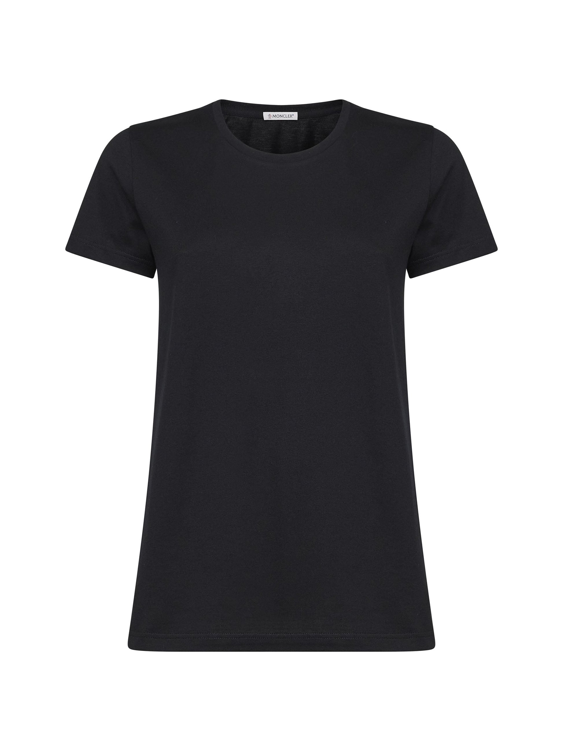 Moncler Women Black Cotton Jersey Logo Patch T-Shirt MONCLER