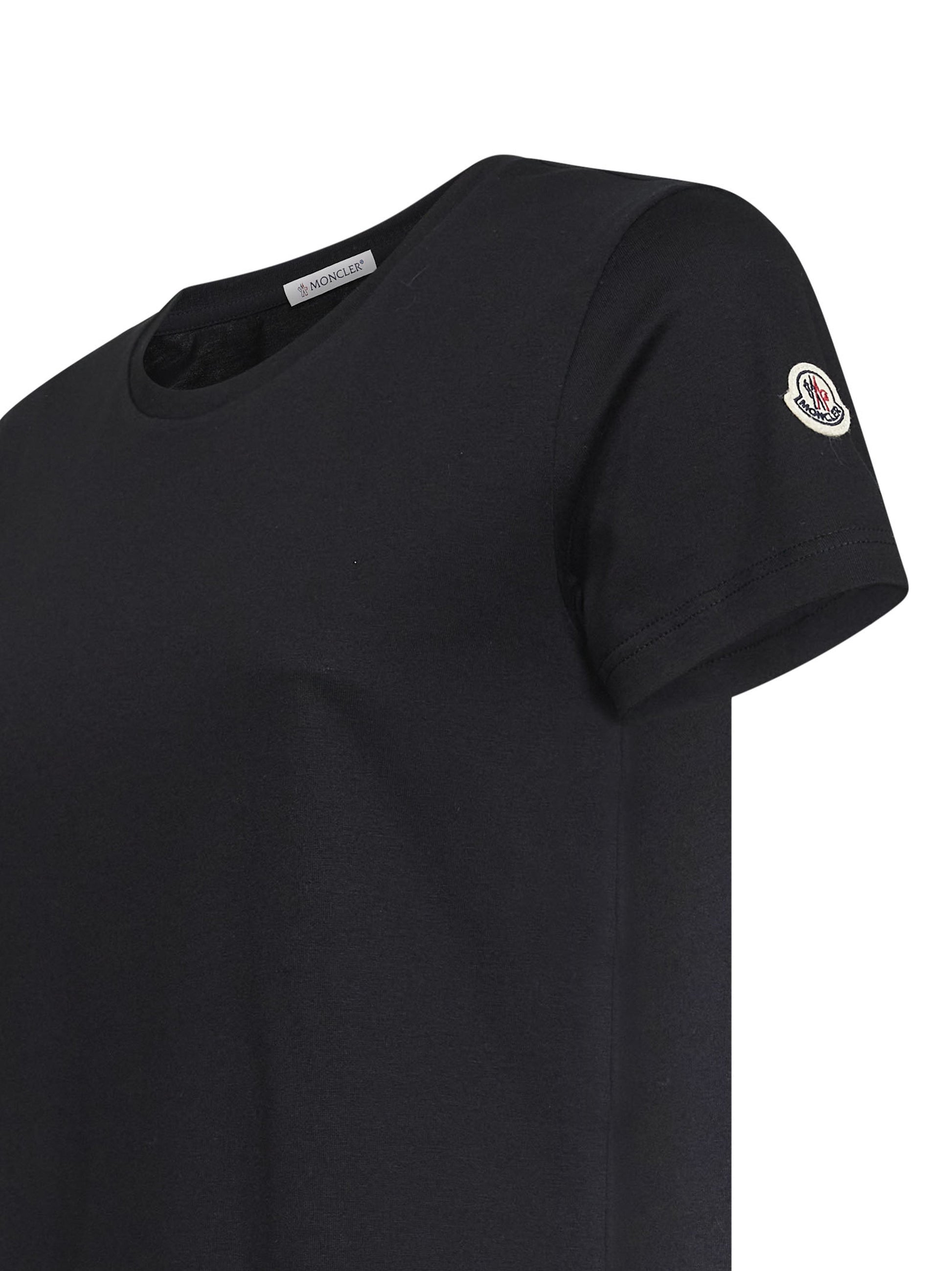 Moncler Women Black Cotton Jersey Logo Patch T-Shirt MONCLER