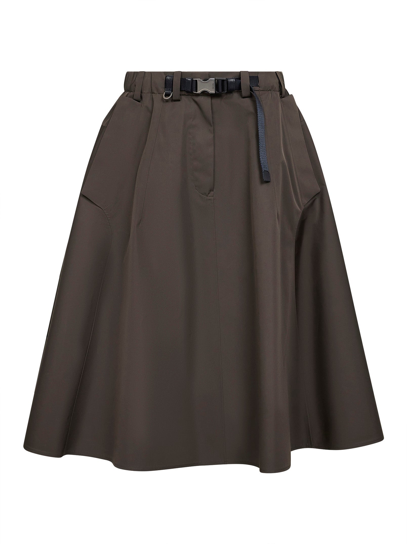 Prada Abbigliamento Women Green Technical Canvas Circle Midi Skirt PRADA