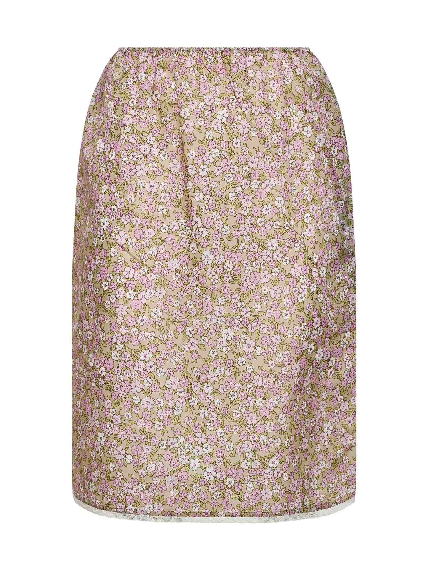 Prada Abbigliamento Women Alabaster Printed Nylon Midi Skirt PRADA