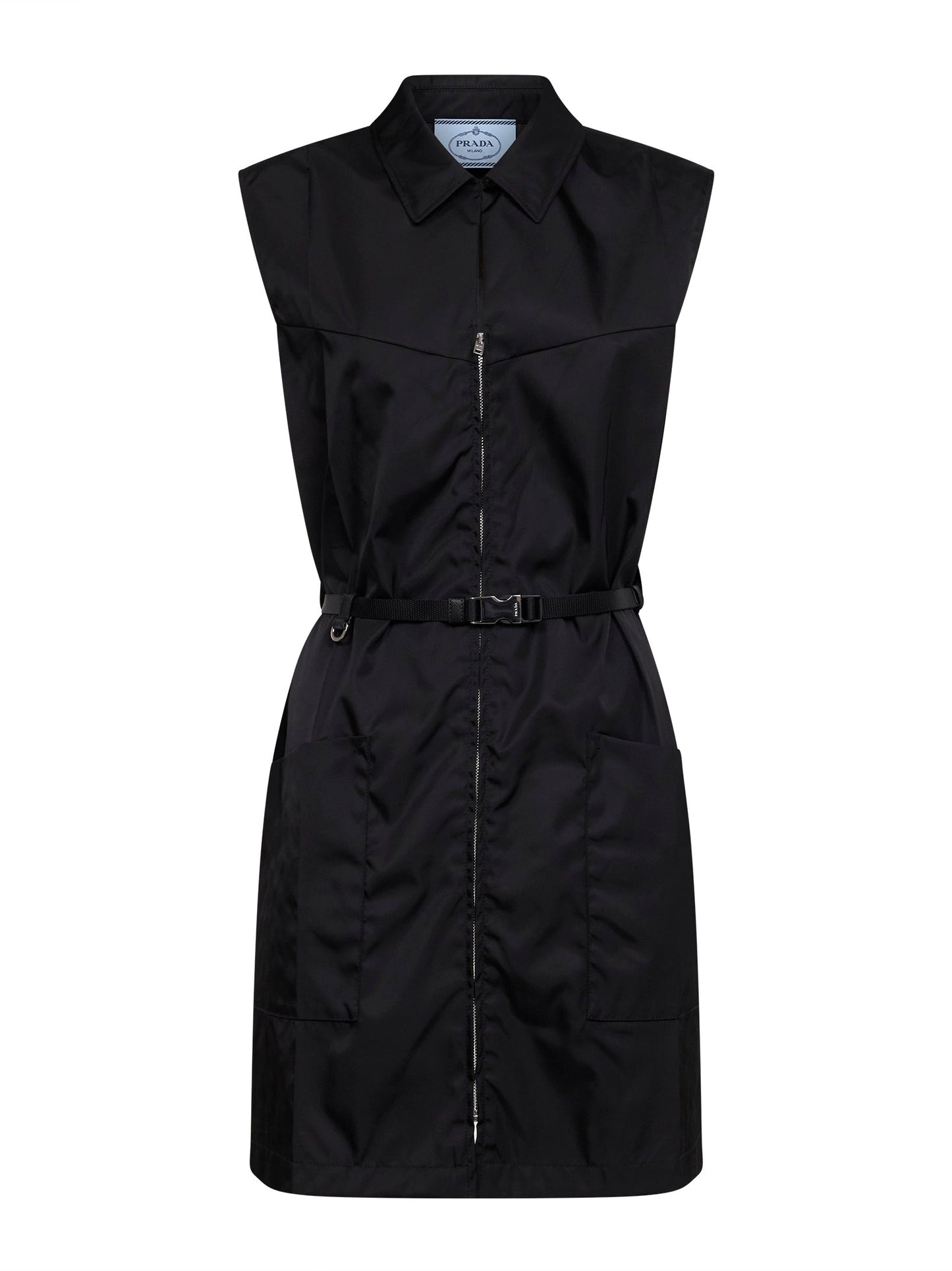 Prada Abbigliamento Women Black Re-Nylon Belted Short Dress PRADA