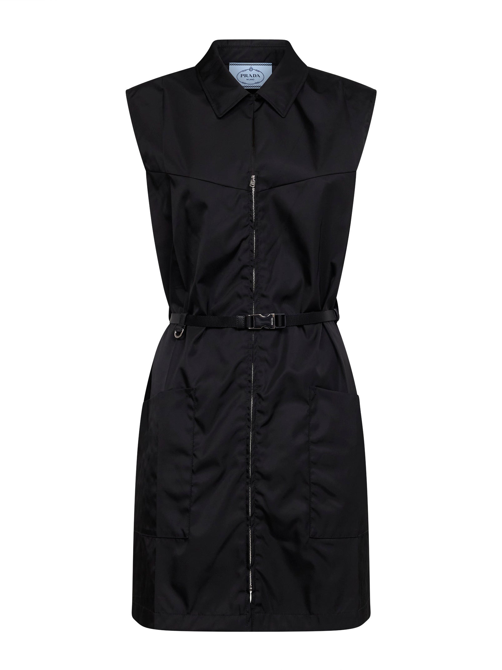 Prada Abbigliamento Women Black Re-Nylon Belted Short Dress PRADA