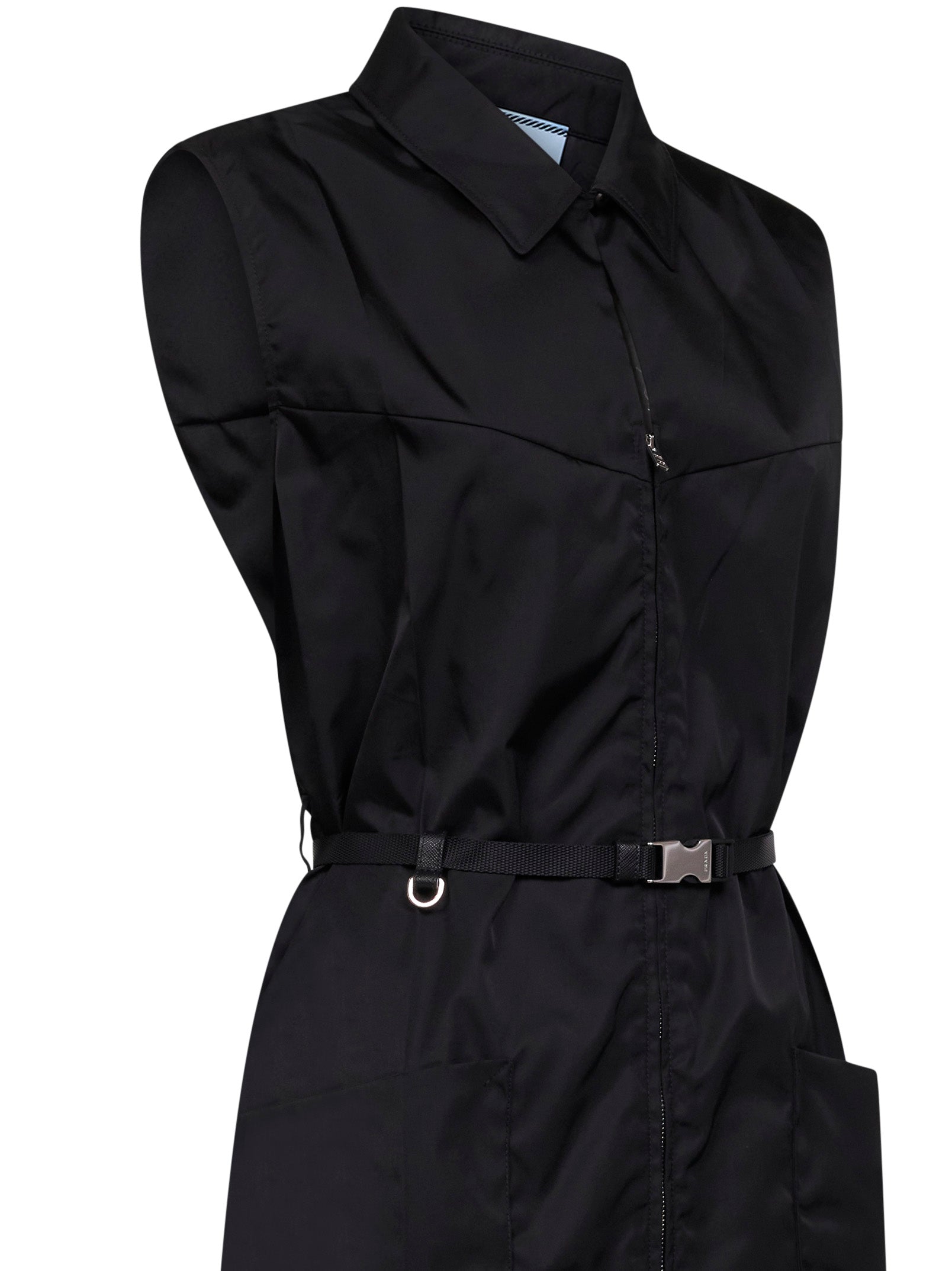 Prada Abbigliamento Women Black Re-Nylon Belted Short Dress PRADA